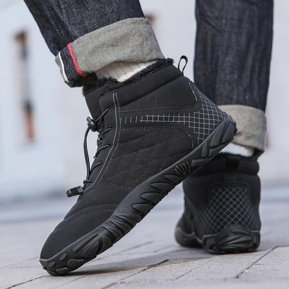 Women's & Men's Minimalist Barefoot Winter Hiking Shoes - Waterproof Suede Snow Boots with Wide Toe Box & Non-Slip Sole for Running, Walking & Outdoor Adventures | Perfect for Trail Hiking, Snowy Conditions & Everyday Wear
