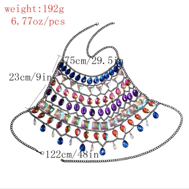 Sexy Rhinestone See-Through Bra Top for Women - Rave Party, Coachella Festival & Nightclub Wear - Backless Dance Outfit with Tassels - Perfect for Drag Queens, LGBTQ Events & Bachelorette Parties