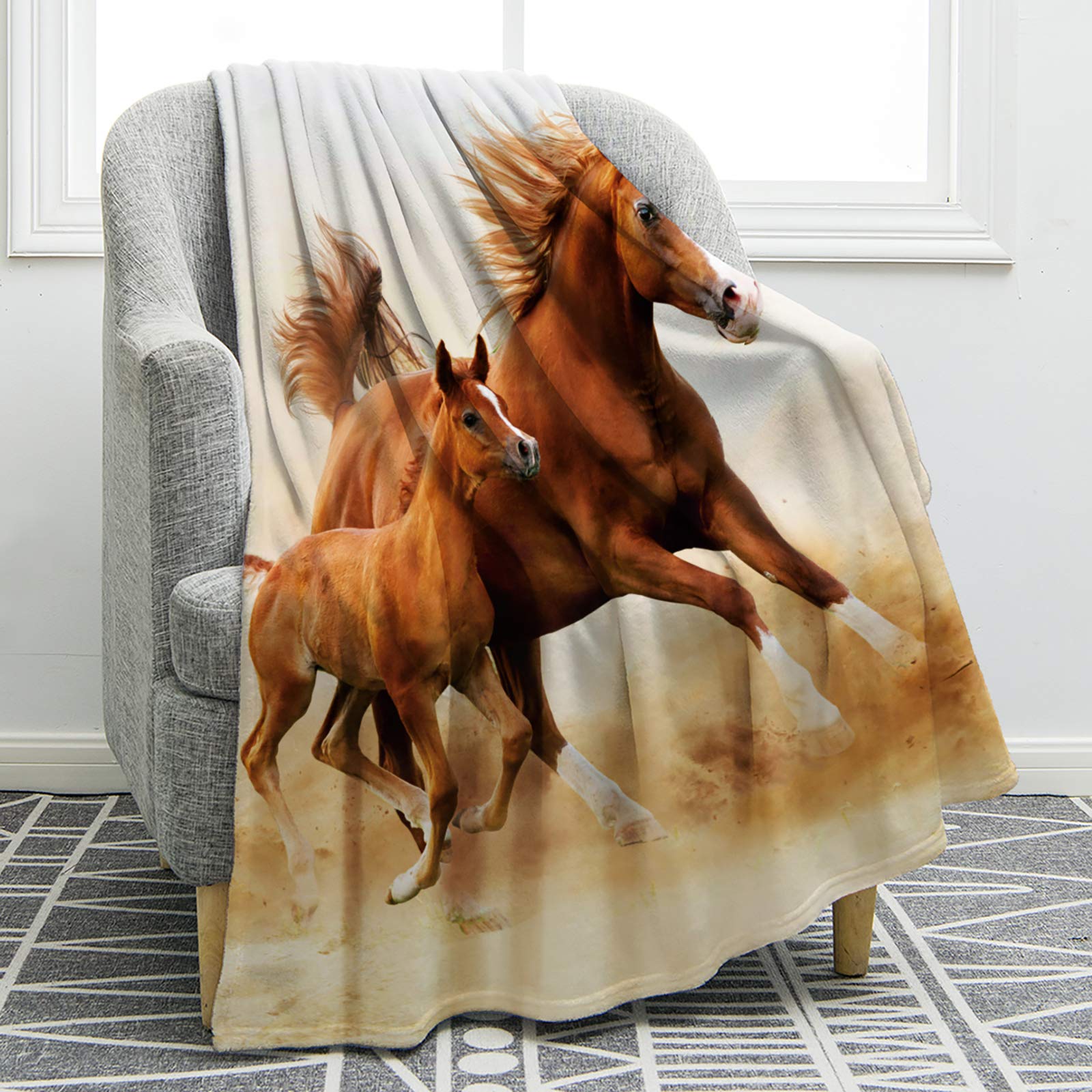 Jekeno Horse Blanket - Soft & Cozy Throw for Women, Girls, and Kids - Perfect Gift for Horse Lovers - Animal Themed Decor for Adults & Children - Ideal for Couch, Chair, Bed, Travel, and Camping
