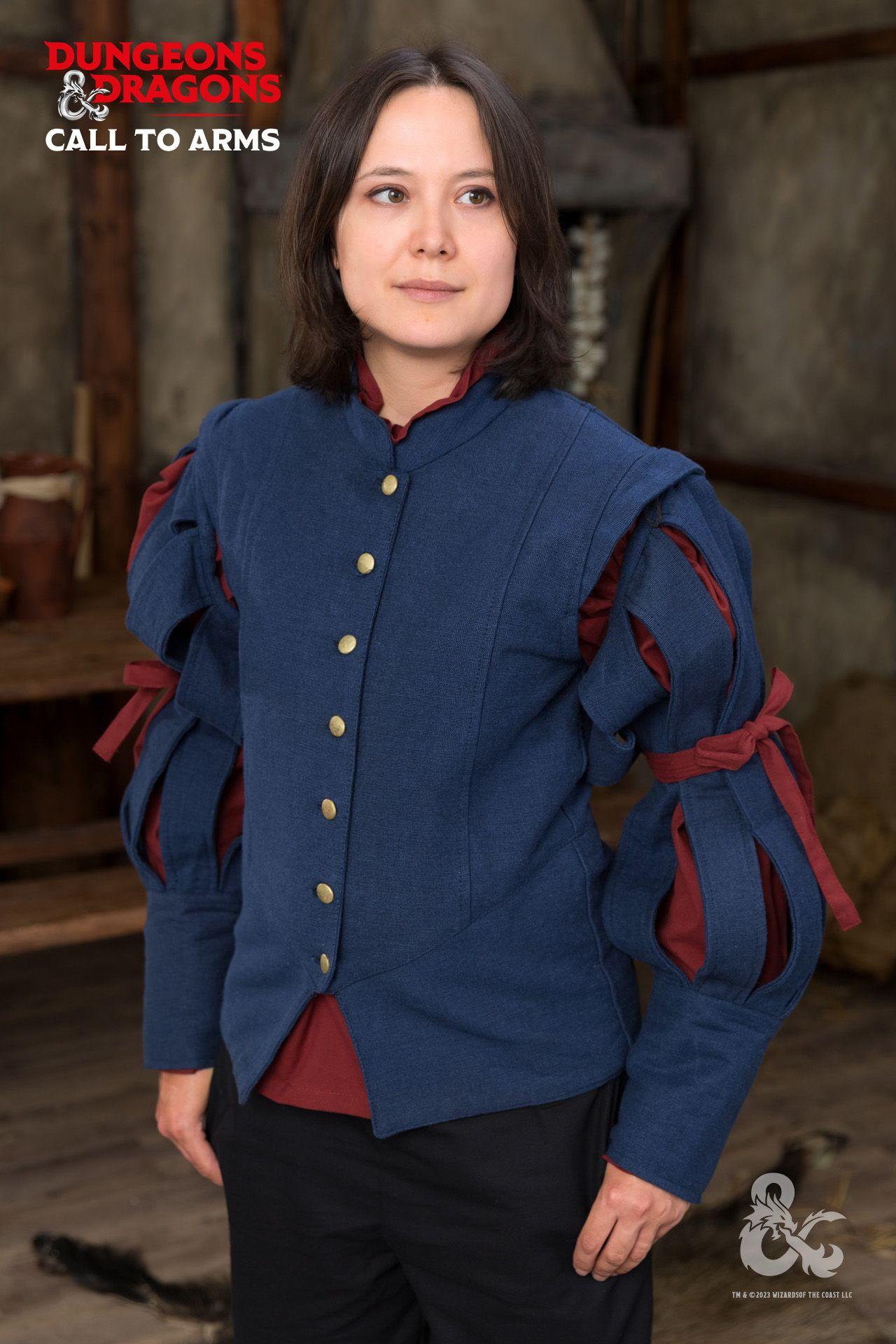 Dungeons & Dragons Bard Jerkin Blue - Medieval Fantasy LARP Costume for Cosplay, Renaissance Fairs & Tabletop RPG Gaming