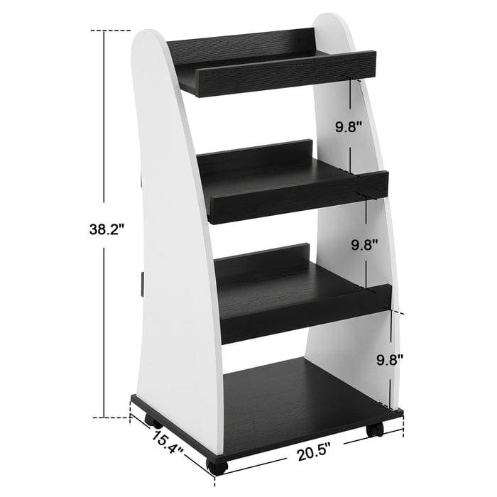 4-Tier Salon Rolling Utility Cart with Wheels - Mobile Storage Organizer for Hair Stylists, Nail Techs & Beauty Professionals - Perfect for Salon, Spa, Home & Office Use