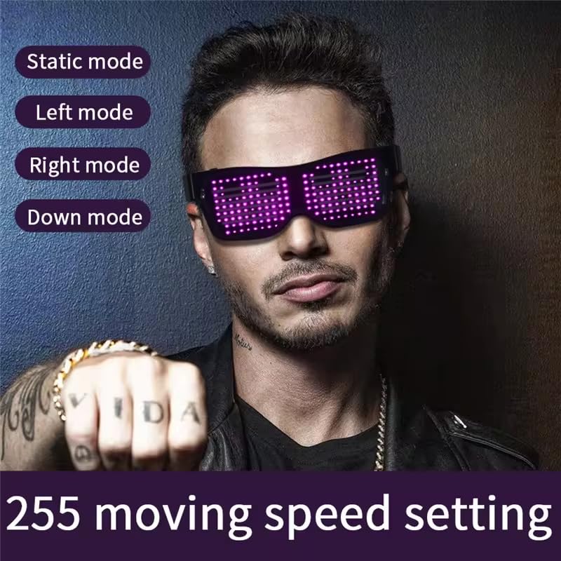LED Glasses with Bluetooth - Customizable Light Up Party Glasses for Halloween, Christmas, Birthday & New Year Celebrations | Smart Neon Glasses for Nightclubs, Raves & Festivals