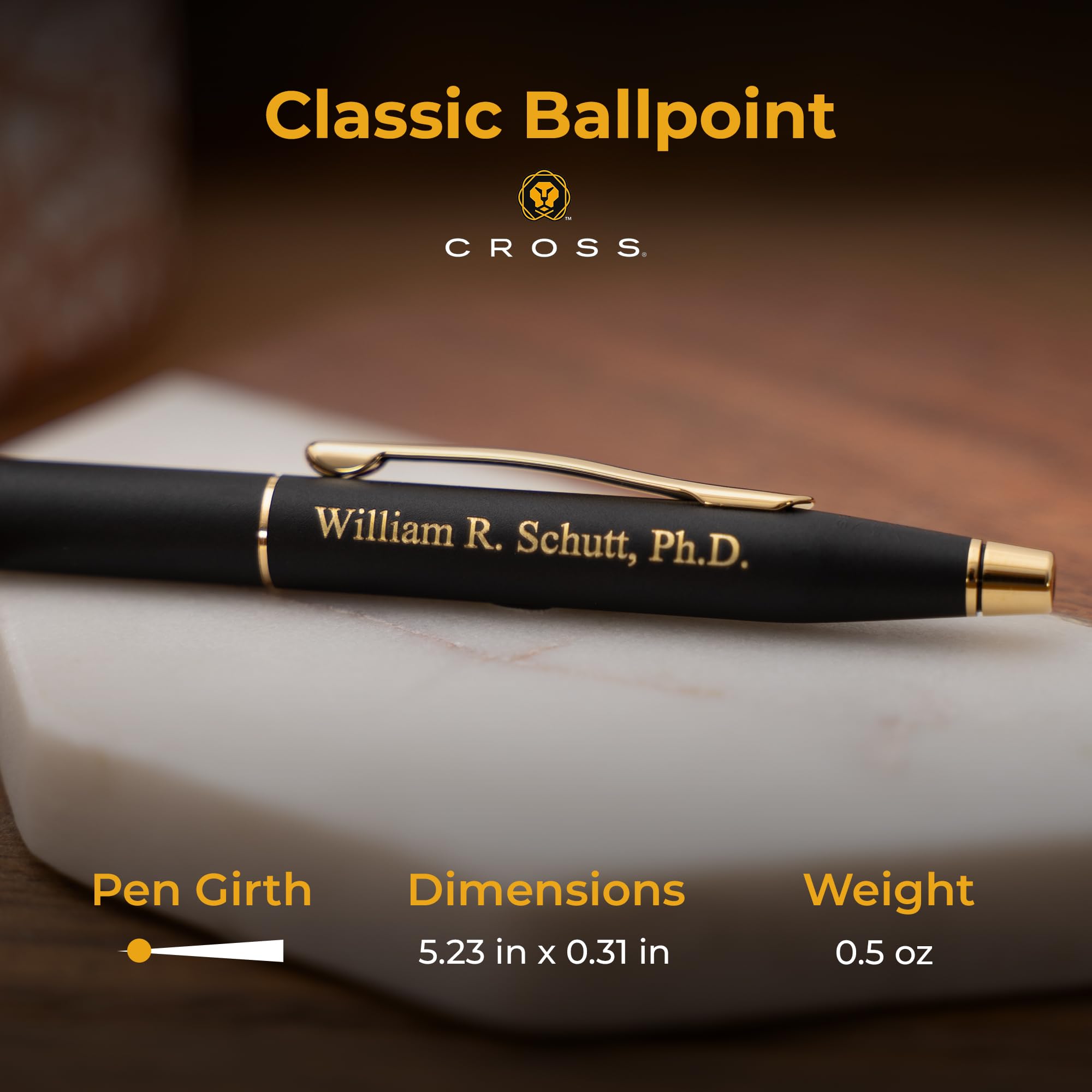 Engraved Cross Classic Century Ballpoint Pen - Black with Gold Trim | Premium Gift Box Included | Perfect for Graduation, Birthday, Anniversary & Corporate Gifts | Elegant Writing Instrument for Professionals & Special Occasions
