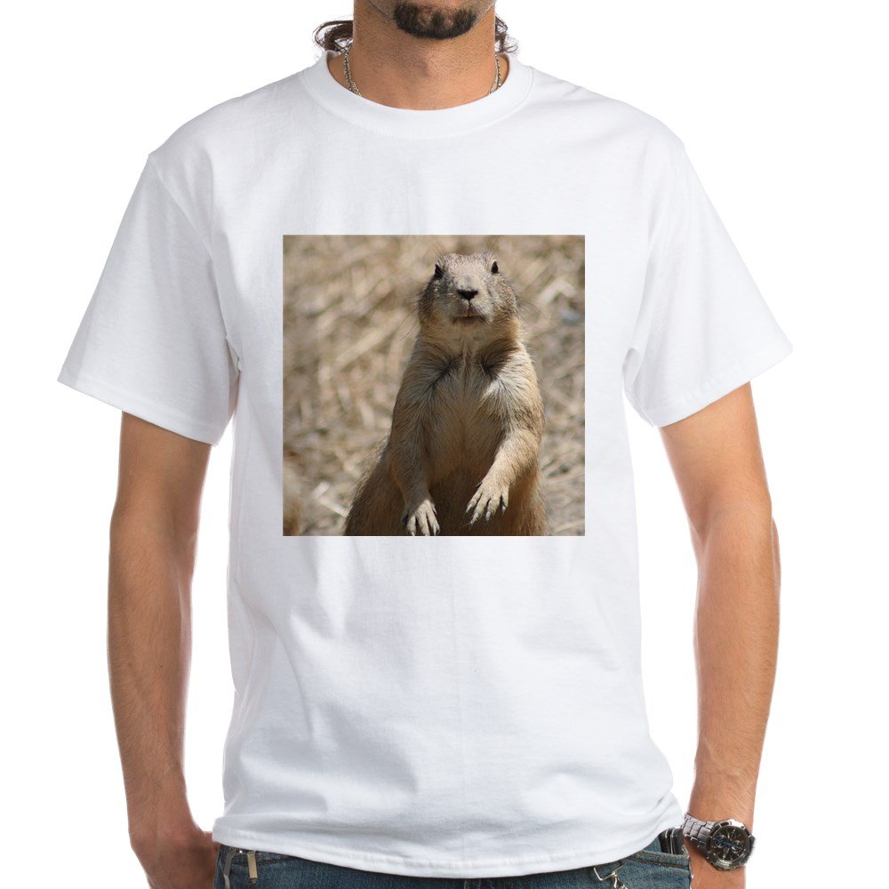 Prairie Dog White Cotton T-Shirt for Men & Women | Soft Comfortable Casual Tee | Perfect for Outdoor Activities, Animal Lovers & Funny Gift Ideas