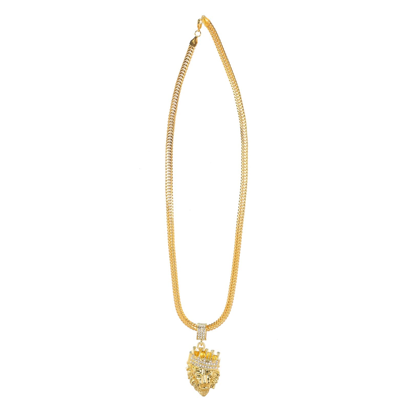 Men's Hip Hop Cuban Link Chain Necklace with Rhinestones & Pendant - Gold Iced Out Jewelry for Rappers & Streetwear Fashion (One Size) | Perfect for Parties, Concerts & Urban Style