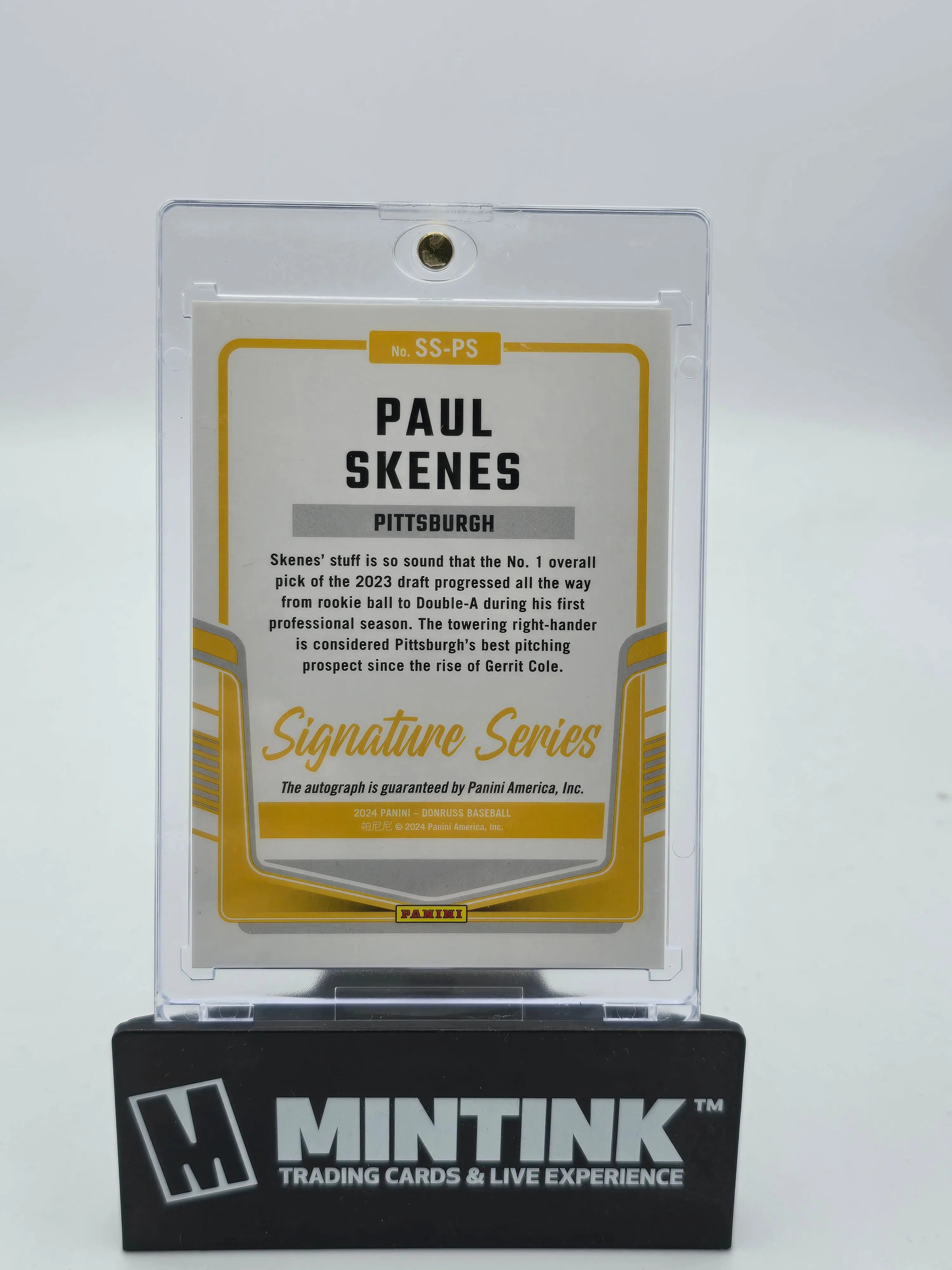 2024 Panini Donruss Baseball Paul Skenes Gold Flash Autograph Rookie Card - Limited Edition Collectible for Sports Memorabilia & Trading Card Enthusiasts