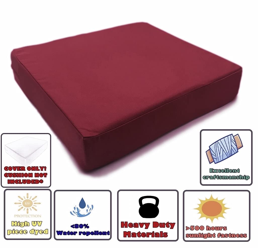 Premium Burgundy Red Outdoor Waterproof Patio Chair Cushion Covers - 20