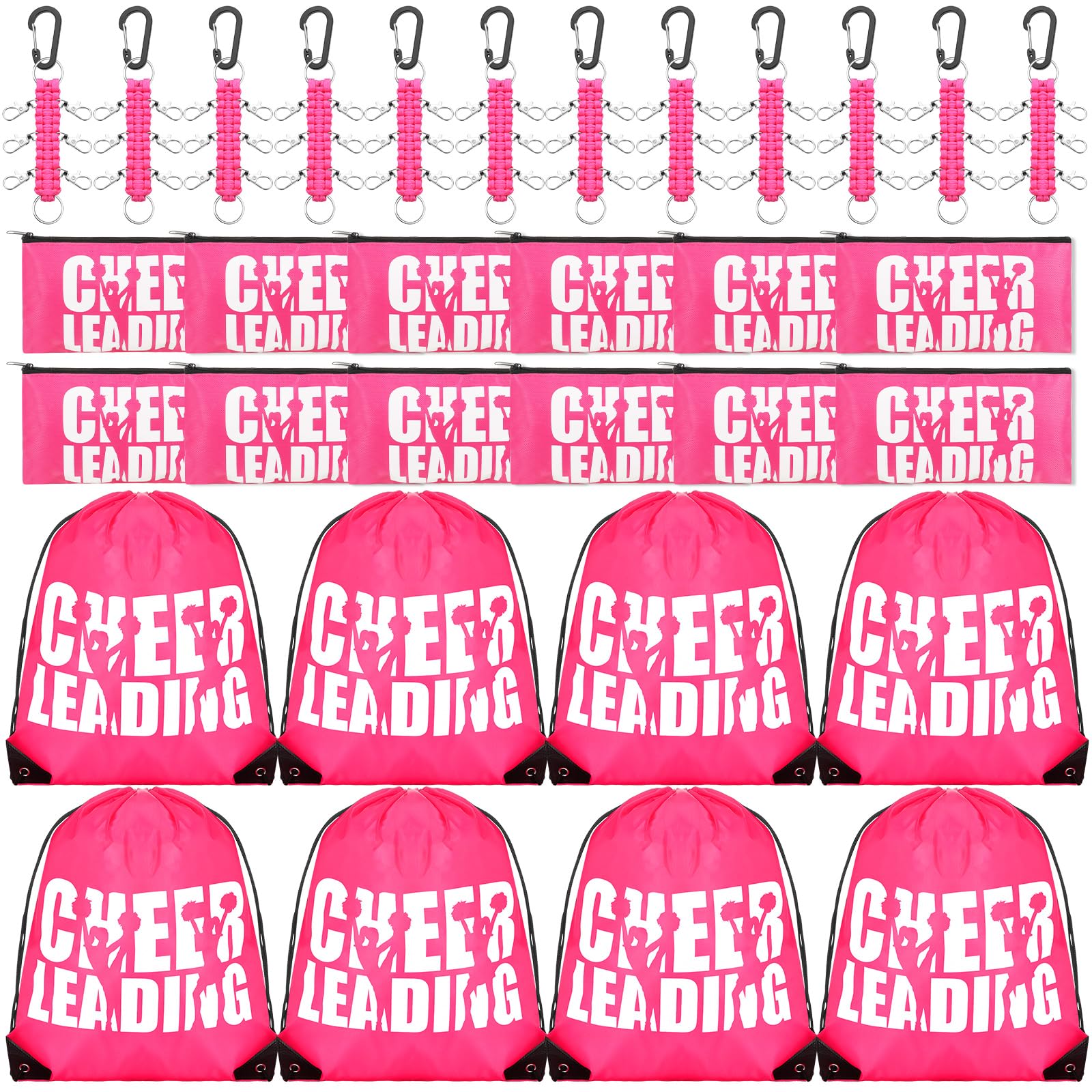 36 Pcs Cheerleading Gift Set - Drawstring Backpack, Makeup Bag & Hair Bow Holder - Portable Travel Pouch for Teen Girls, School, College Sports & Team Events - Perfect for Cheerleaders, Dance Teams & Women's Toiletry Gifts