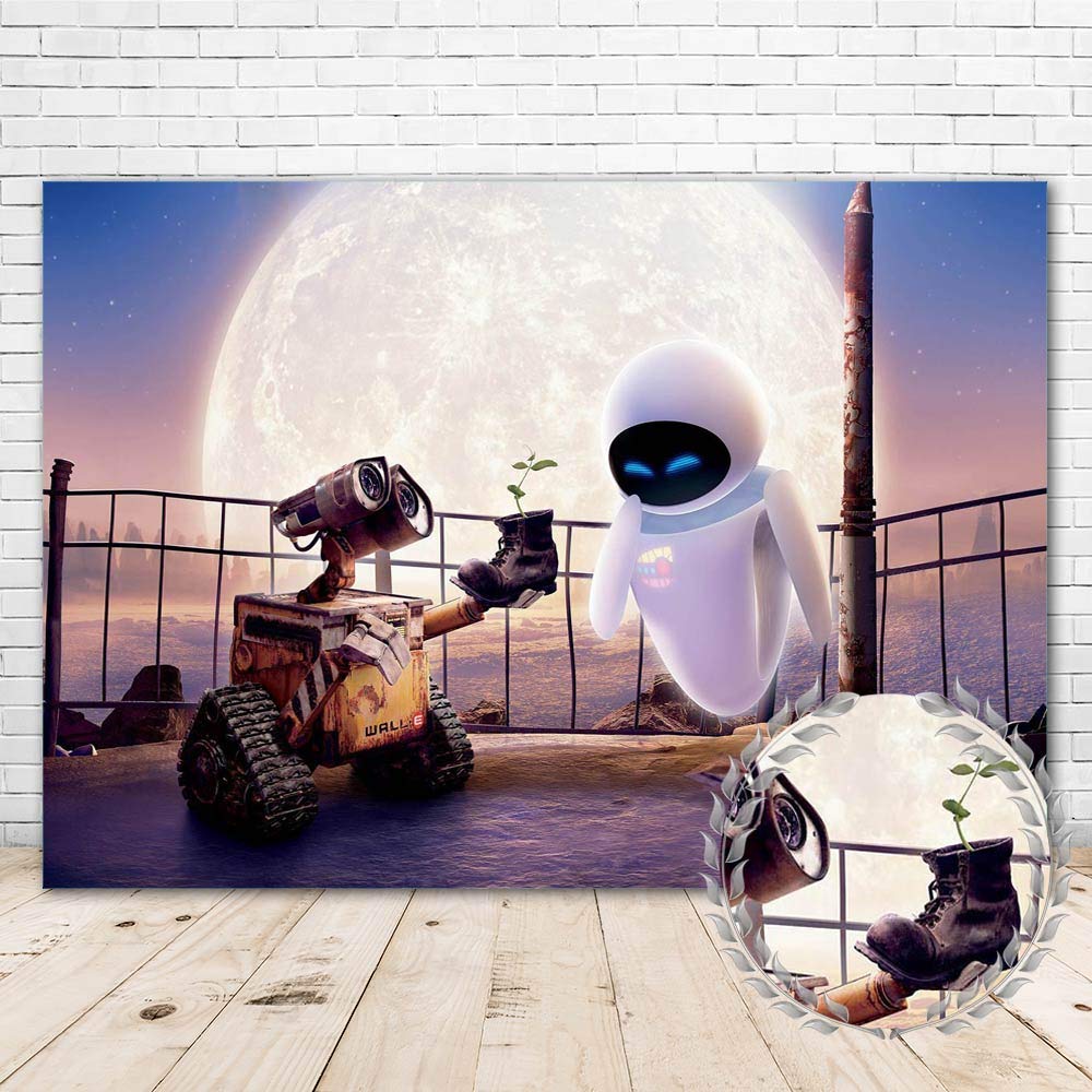 Wall-E Birthday Party Backdrop 7x5ft Vinyl Photo Background Banner - Cartoon Movie Poster Decor for Kids Party, Themed Events & Home Decor