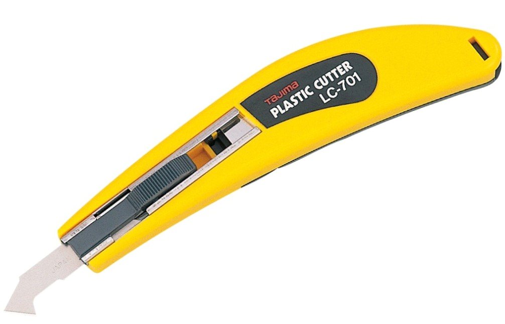 LC-701 Premium Plastic Cutter - Heavy Duty Utility Knife for Packaging, Crafting & DIY Projects | Ergonomic Design for Safe Cutting of Plastic, Cardboard & More