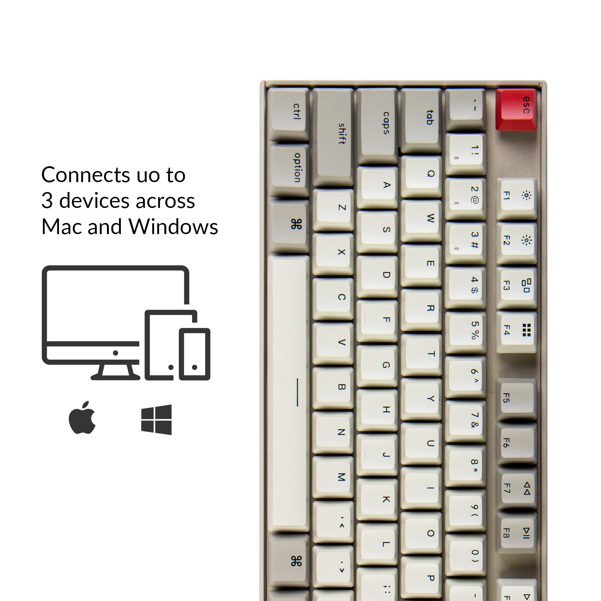 Keychron K8 Wireless Bluetooth Mechanical Gaming Keyboard - Tenkeyless Hot-Swappable 87 Keys for Mac & Windows, USB Wired with Blue Switches | Perfect for Office Work, Gaming & Programming