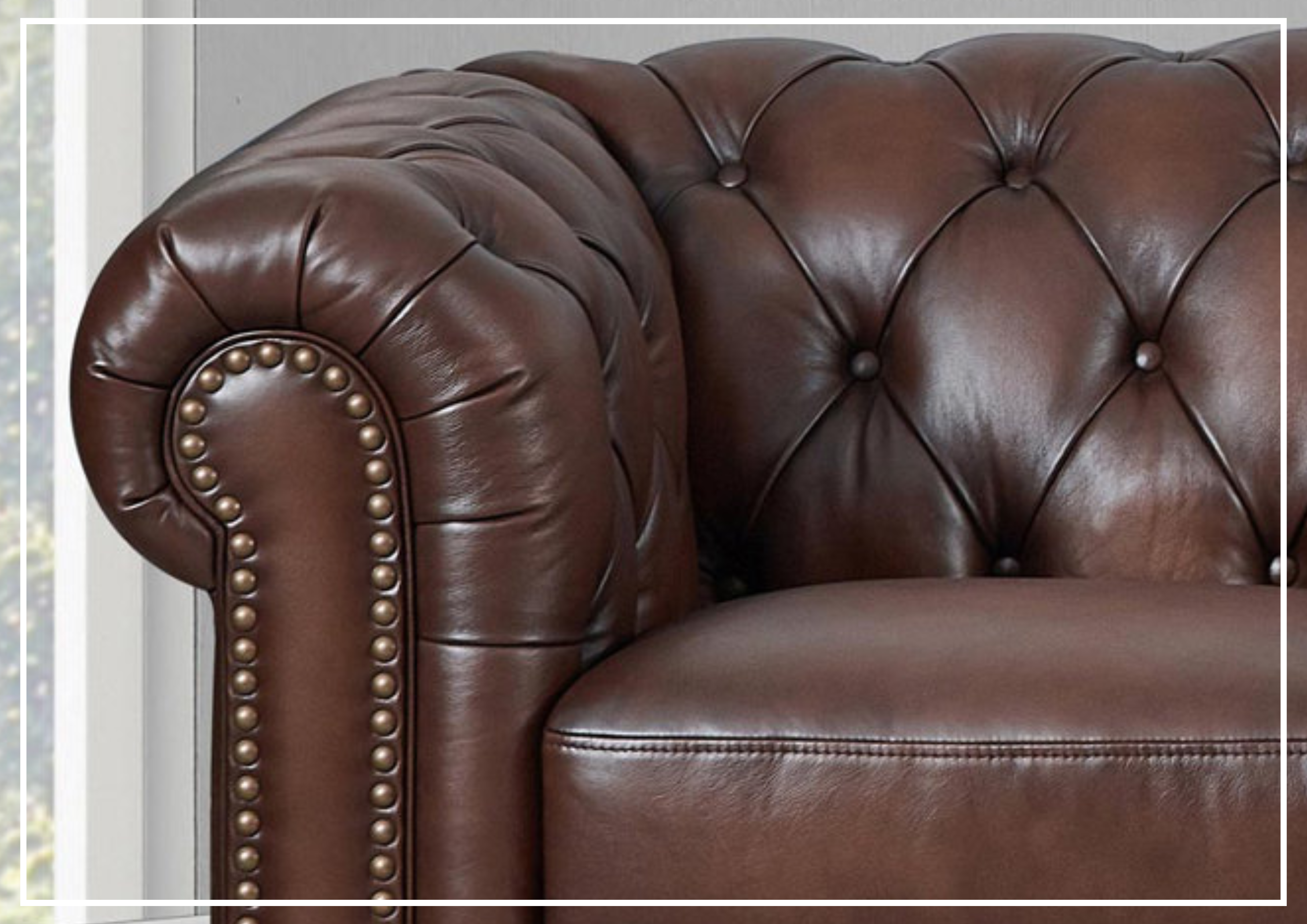 Premium Hydeline Alton Bay Leather Chesterfield L-Shaped Sectional Sofa with Nailhead Trim - Luxurious Living Room Furniture for Home Theater & Entertaining