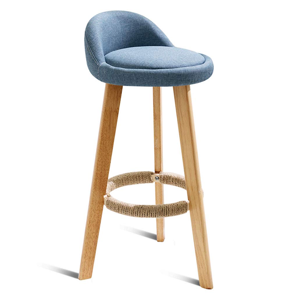 Linen Bar Stools Set of 2 - Multicolor Kitchen Counter Bar Chairs with Wood Legs in Natural Cream & Gray - 70cm Height - Perfect for Breakfast Nook, Kitchen Island & Home Bar Decor