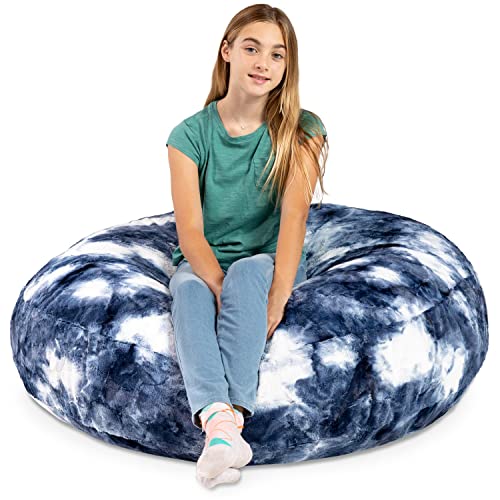 Faux Fur - Blue & White Print