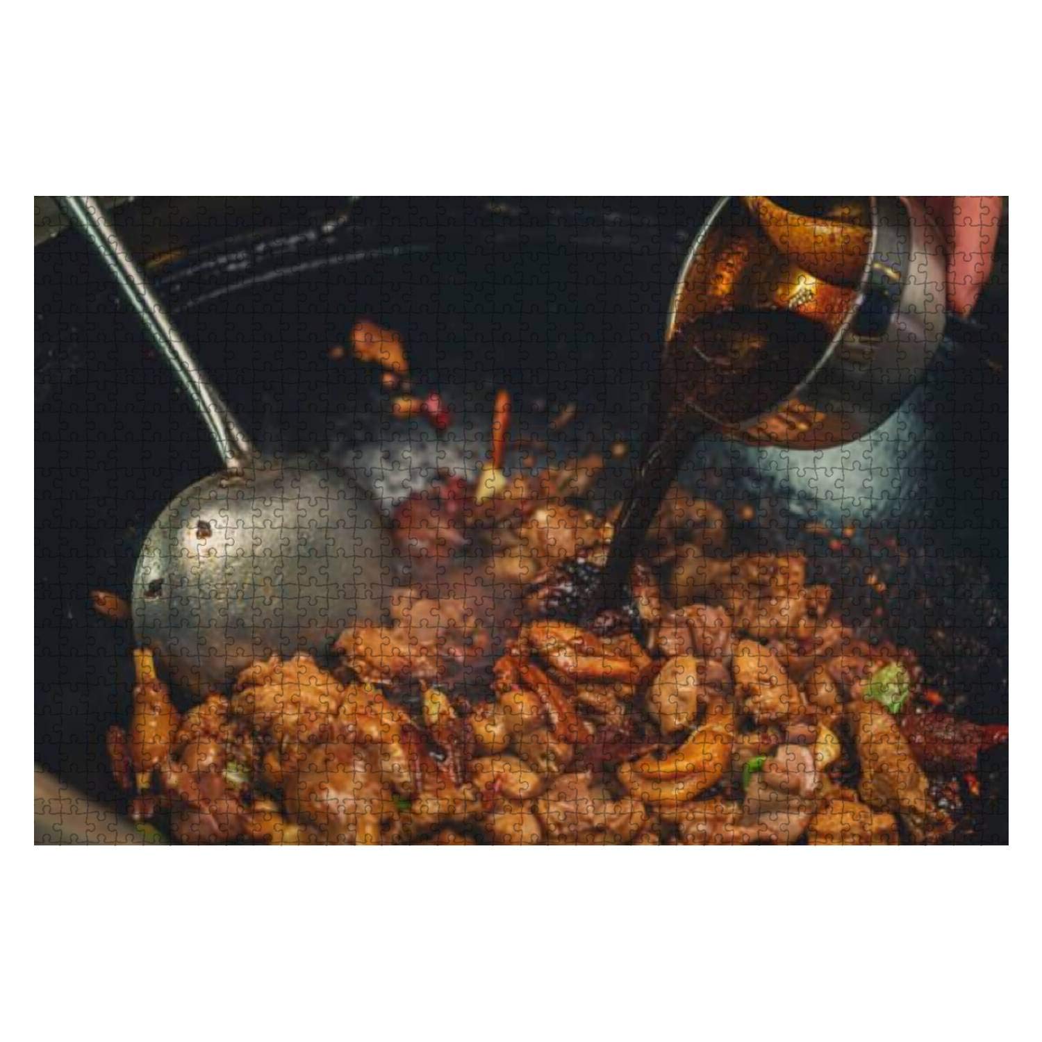1000-Piece Wooden Jigsaw Puzzle - Stir Fry The Meat in Wok | DIY Educational Puzzle for Kids & Adults | Stress Relief Gift, Creative Game & Home Decor | Perfect for Family Game Night & Classroom Activities