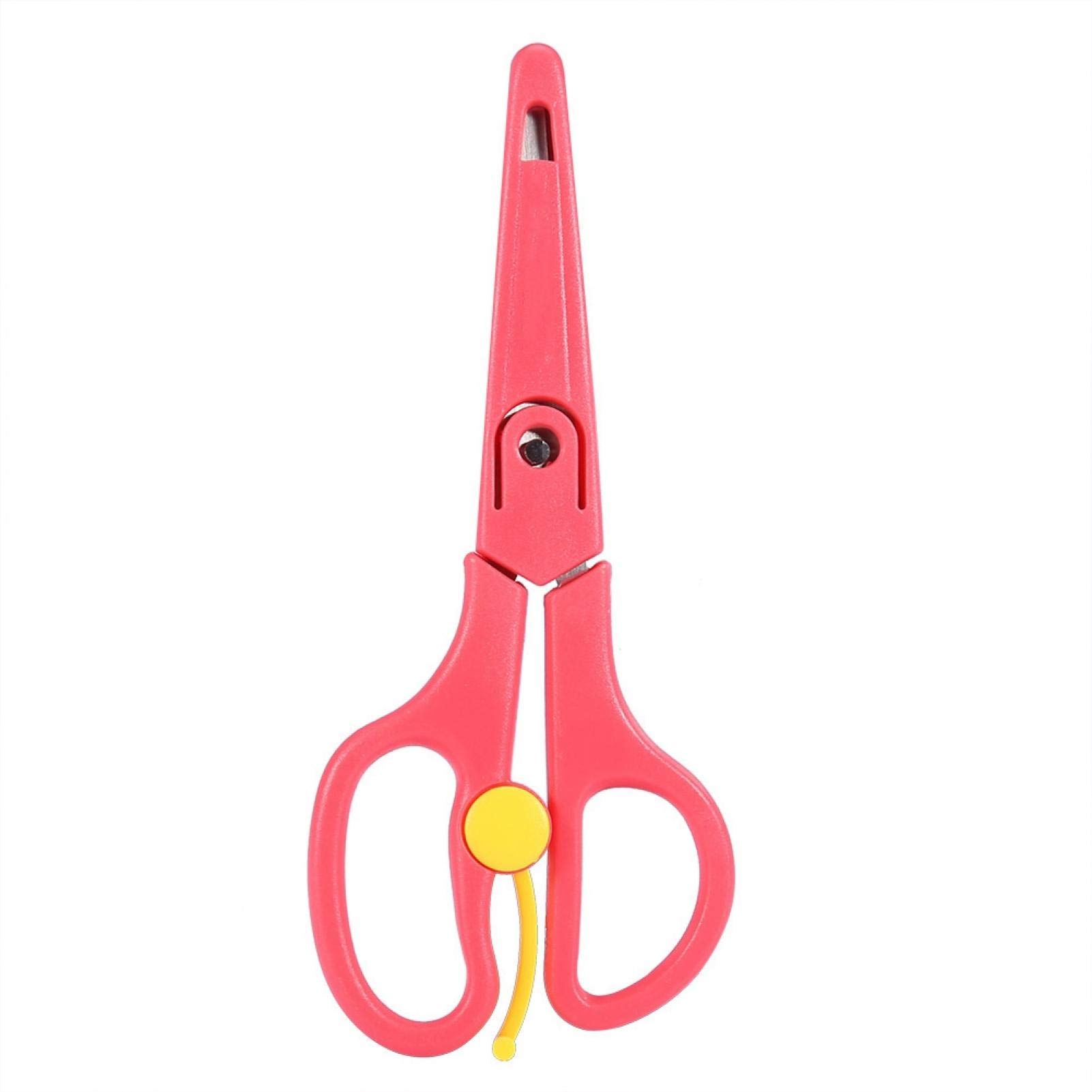 Baby Food Scissors - Stainless Steel Safety Cutter for Kids with Cover | Infant Complementary Feeding Tool (Red)