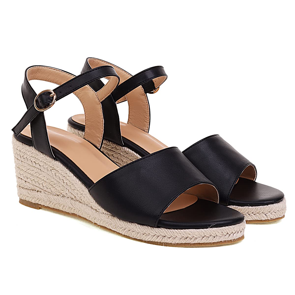 Scaroruki Women's Fashion Wedge Sandals with Woven Heel - Comfortable High Heels for Summer, Beach, and Casual Outings