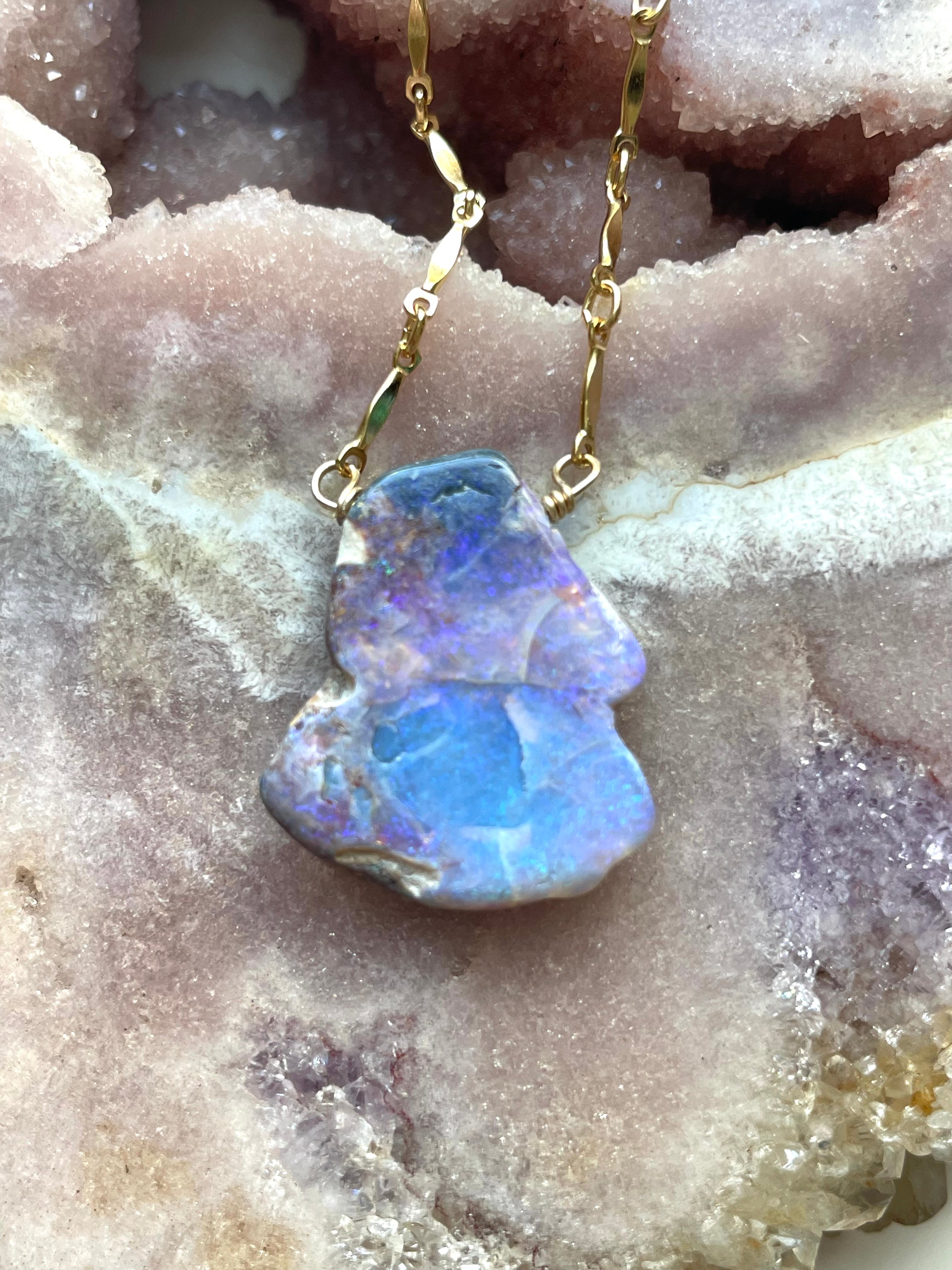 Genuine Australian Opal Pendant Necklace - 925 Sterling Silver Jewelry for Women, Elegant Gift for Birthday, Anniversary & Special Occasions