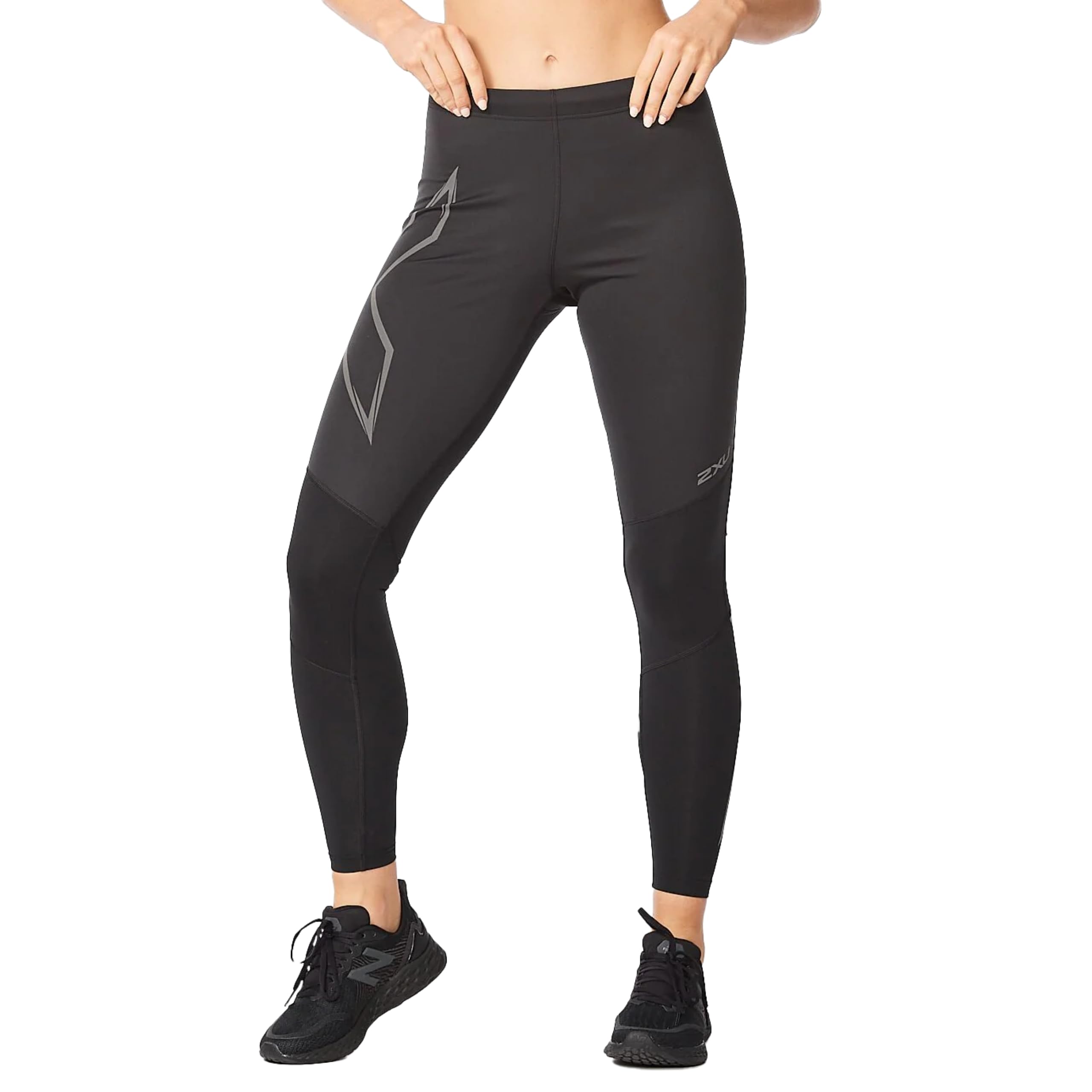 2XU Women's Ignition Shield Compression Tights - High Performance Workout Leggings with Powerful Support & Thermal Warmth - Black/Black Reflective - Ideal for Running, Yoga & Cold Weather Training