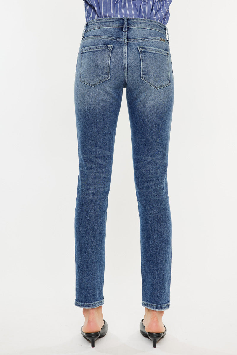 Myra Mid Rise Cigarette Leg Jeans for Women - Slim Fit Stretch Denim Pants - Comfortable & Stylish for Casual Wear, Office & Night Out