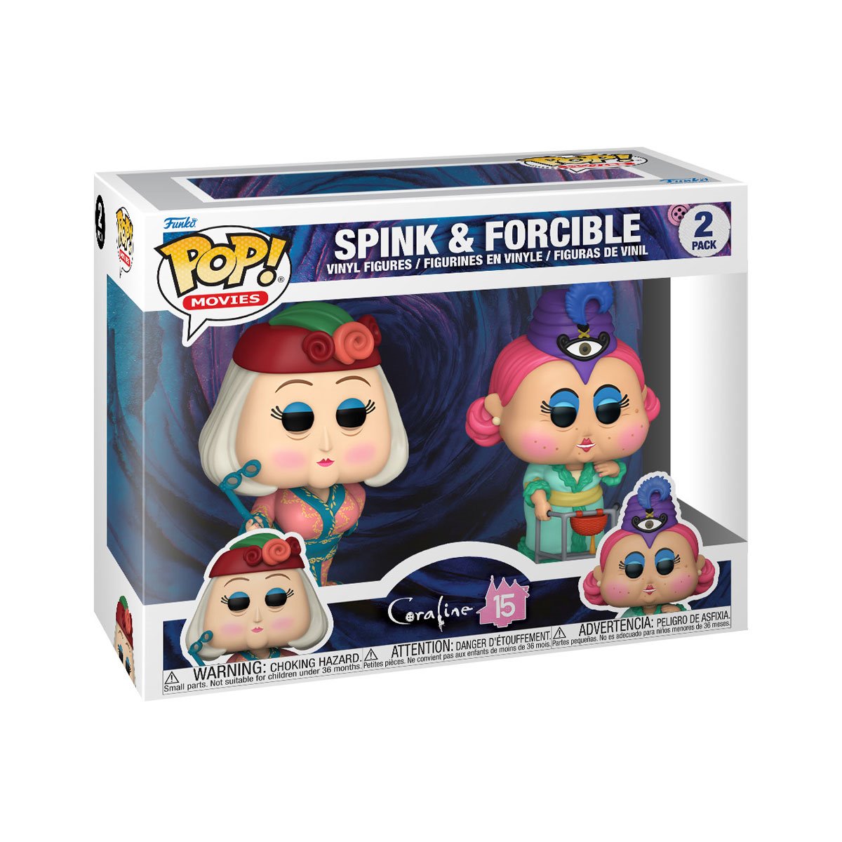 Coraline 15th Anniversary Spink and Forcible Funko Pop! Vinyl Figure 2 Pack - Limited Edition Collectible Dolls for Movie Fans and Pop Culture Enthusiasts - Perfect for Display, Gifts, and Cosplay Props