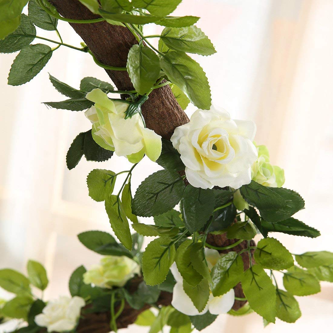 JUSTOYOU 2 Pack (15.8FT) Artificial Rose Garland - Silk Fake Rose Vines for Wedding Arch, Home Backdrop, Party Decorations - Perfect for Wedding Centerpieces, Baby Showers & Garden Decor