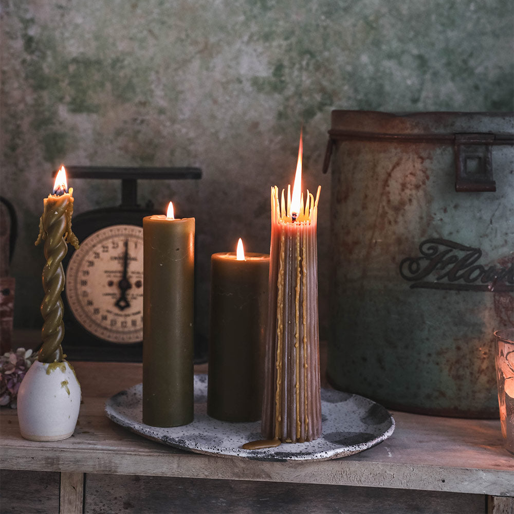 Natural Beeswax Pillar Candles - Handmade Pure Beeswax Candles for Home Decor, Wedding, Aromatherapy & Relaxation | Eco-Friendly & Long-Lasting | Perfect for Romantic Dinners, Spa Nights & Meditation