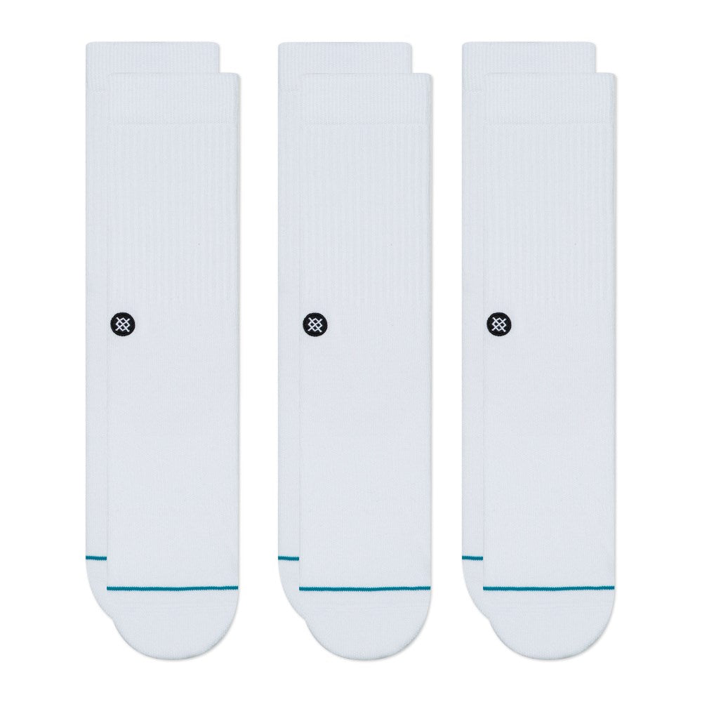 Stance Icon 3-Pack White Crew Socks for Men - Comfortable Athletic Socks for Running, Gym & Everyday Wear