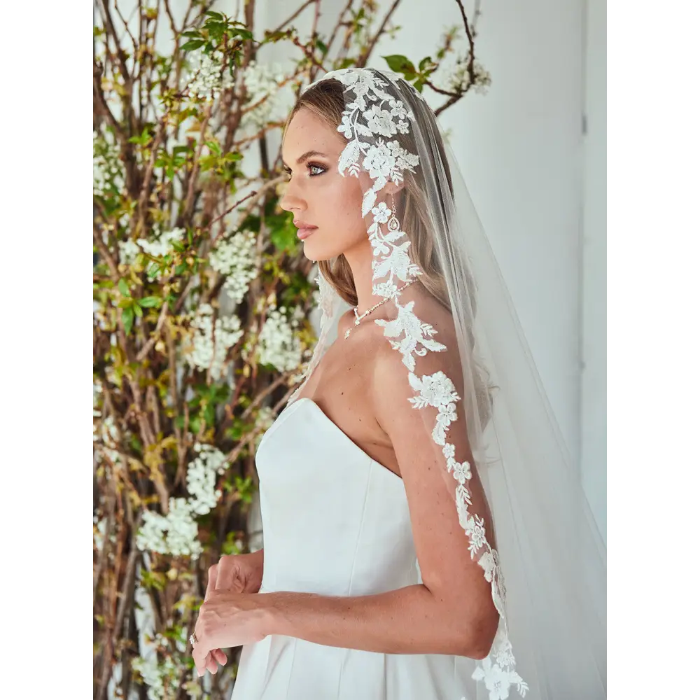 Royal Cathedral Bridal Veil - Mantilla Lace Wedding Veil V2397RC | Elegant Church & Cathedral Wedding Accessory