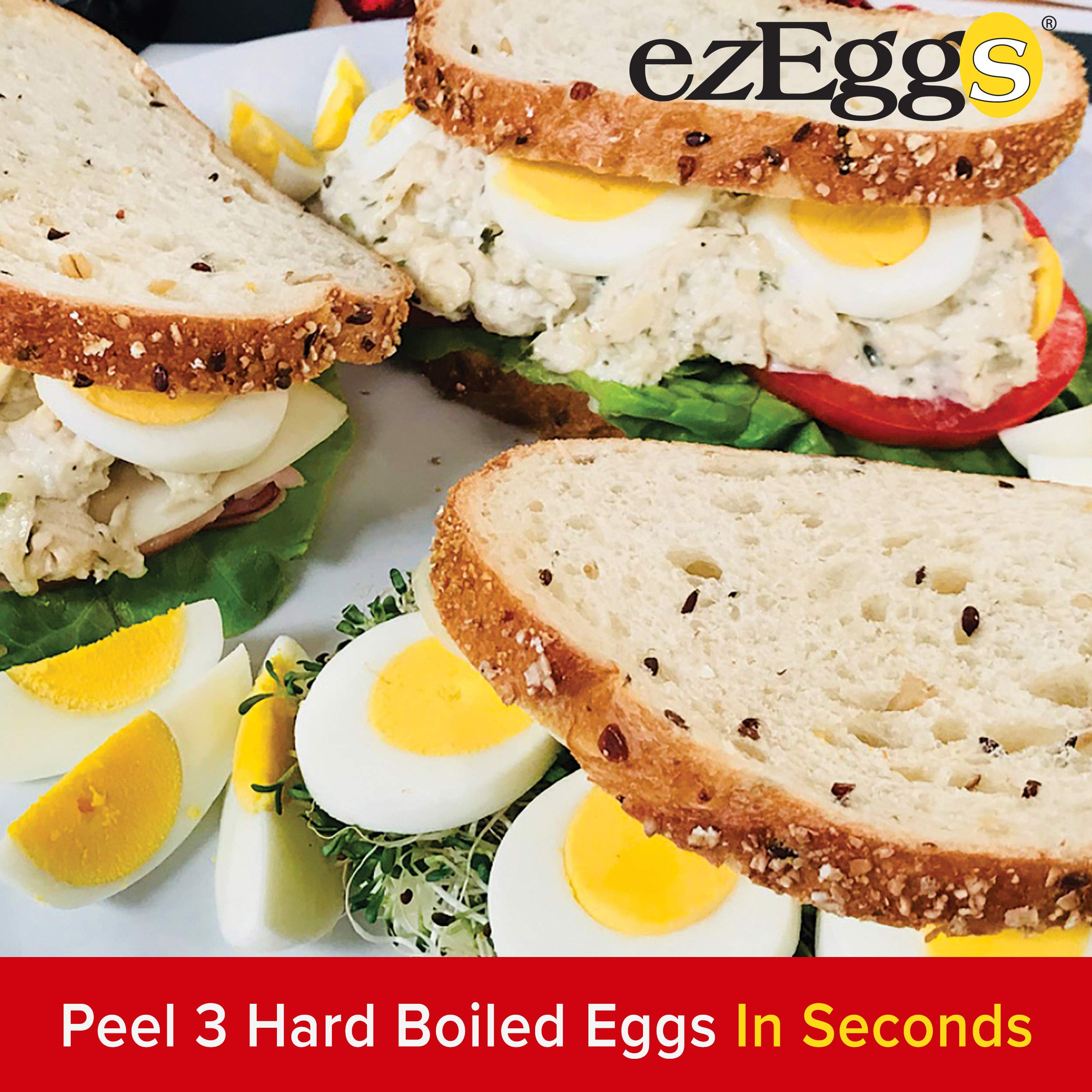 EZ EGGS Hard Boiled Egg Peeler - 5 Egg Capacity Handheld Kitchen Tool for Fast & Easy Egg Shell Removal (As Seen on TV) | Perfect for Meal Prep, Salads & Quick Breakfasts