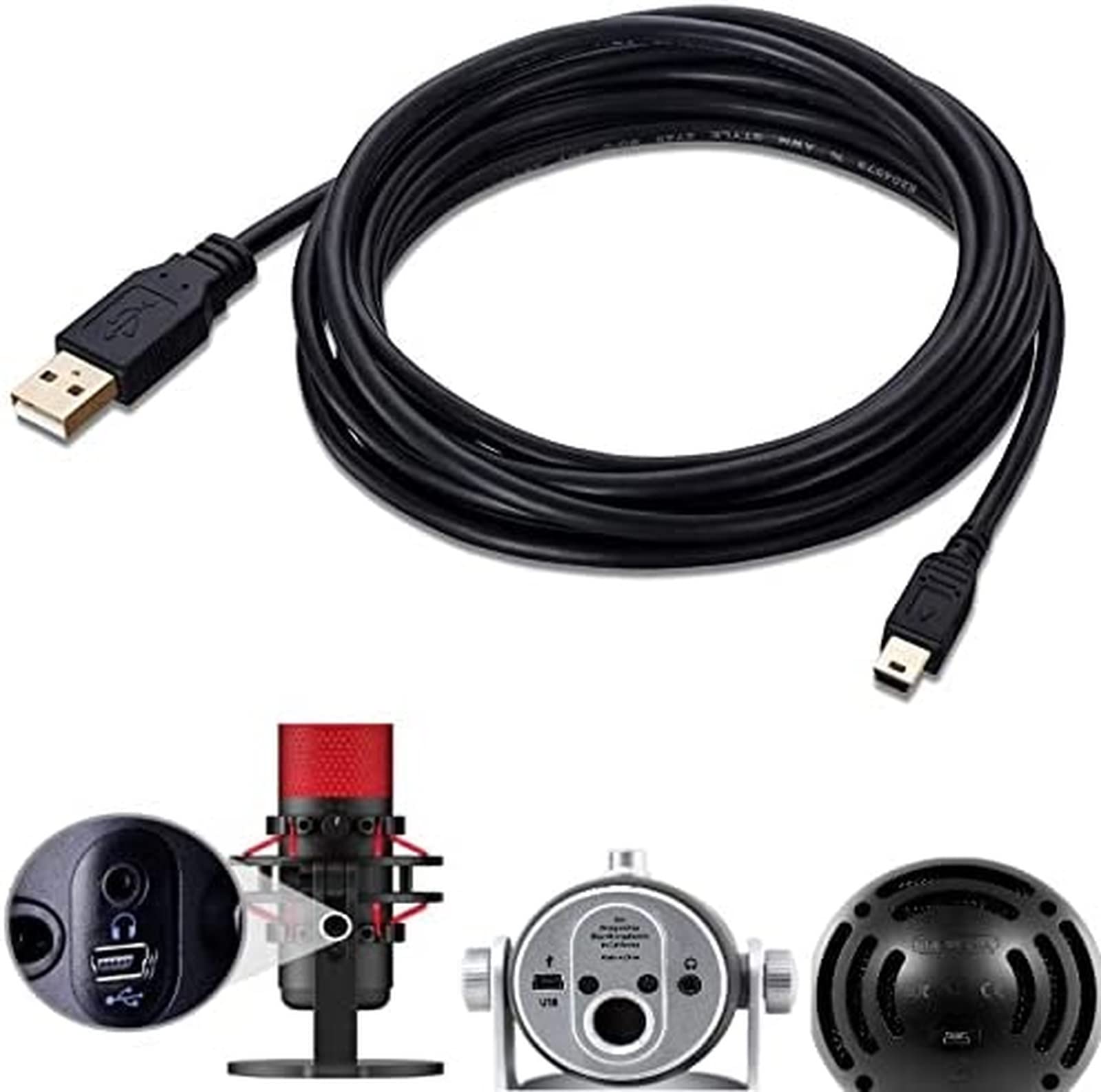 6FT USB Mini B to USB-C Adapter Cable - Compatible with Blue Yeti Microphone, Dash Cams, Canon & Nikon DSLRs, TI-84 Calculators, GoPro Hero 3+, External HDDs, Garmin GPS - Perfect for Podcasting, Vlogging, Data Transfer & Device Charging