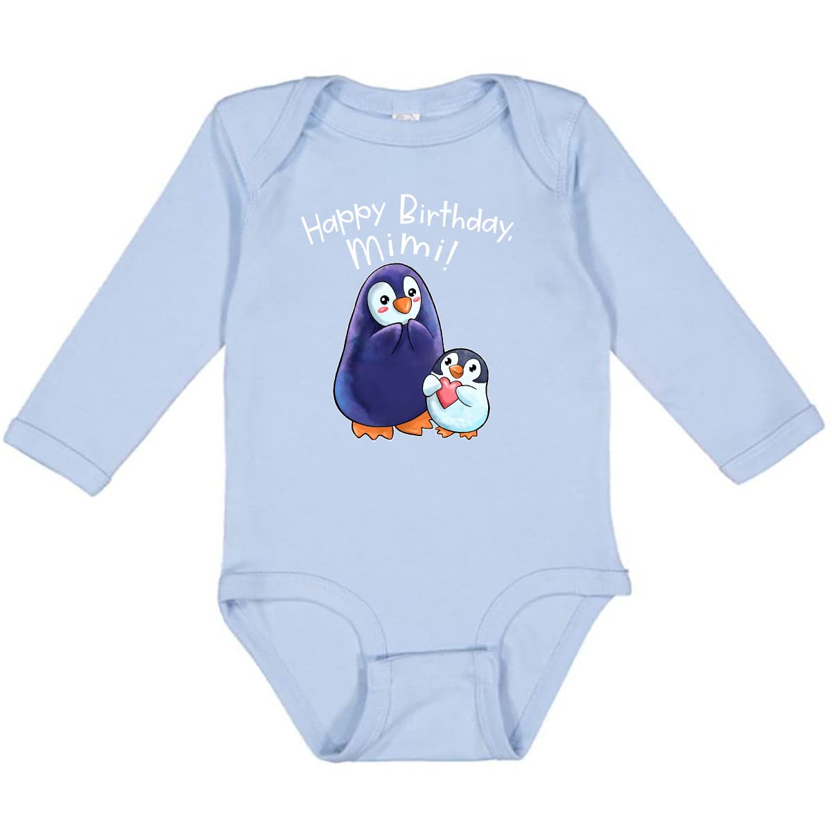 Inktastic Happy Birthday Mimi Cute Penguins Long Sleeve Baby Bodysuit - Perfect for Birthday Parties, Photo Shoots & Holiday Gifts