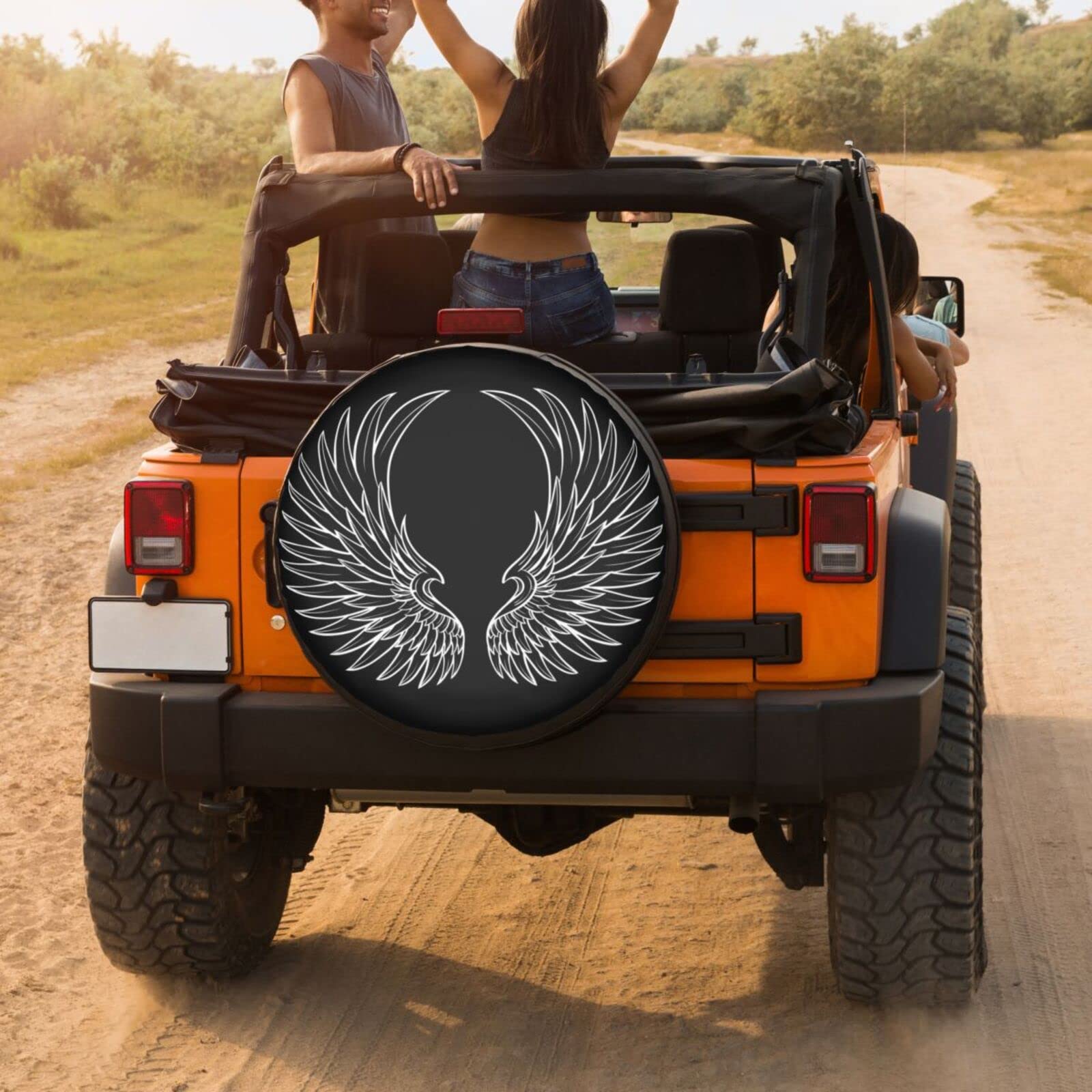 Waterproof UV-Resistant 15 Inch Angel Wings Spare Tire Cover - Dustproof Wheel Protector for Jeep, Trailer, RV, SUV & Most Vehicles | Perfect for Off-Road Adventures & Outdoor Travel Protection