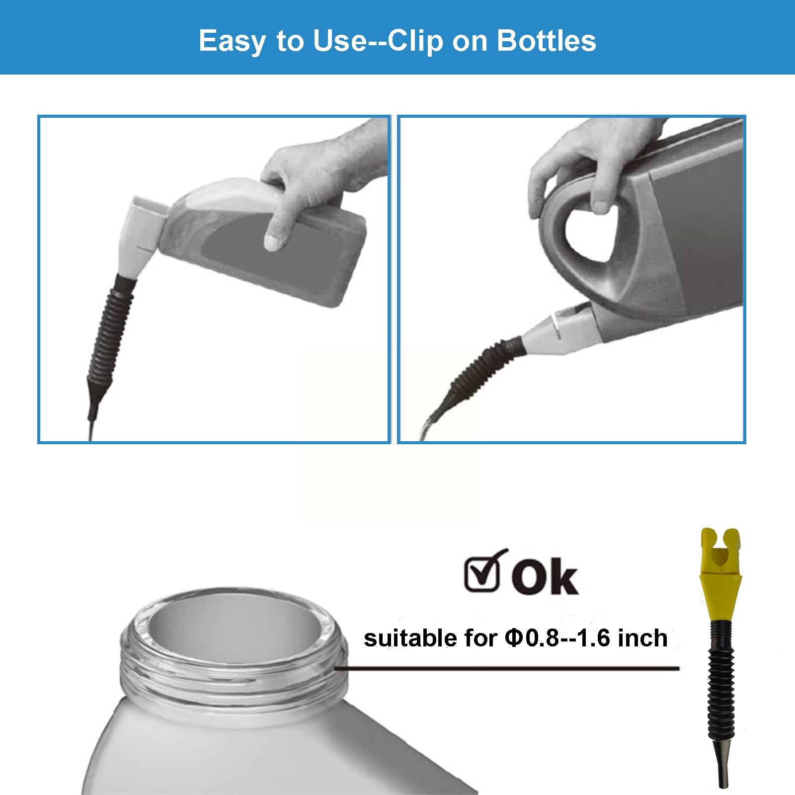 4PCS Retractable Auto Fuel Funnels - Flexible Snap-On Oil Change Funnel for Cars, Trucks & Motorcycles - Perfect for Engine Oil Changes, Fluid Draining & Bottle Filling - Durable Automotive Funnel Set with Clip Design