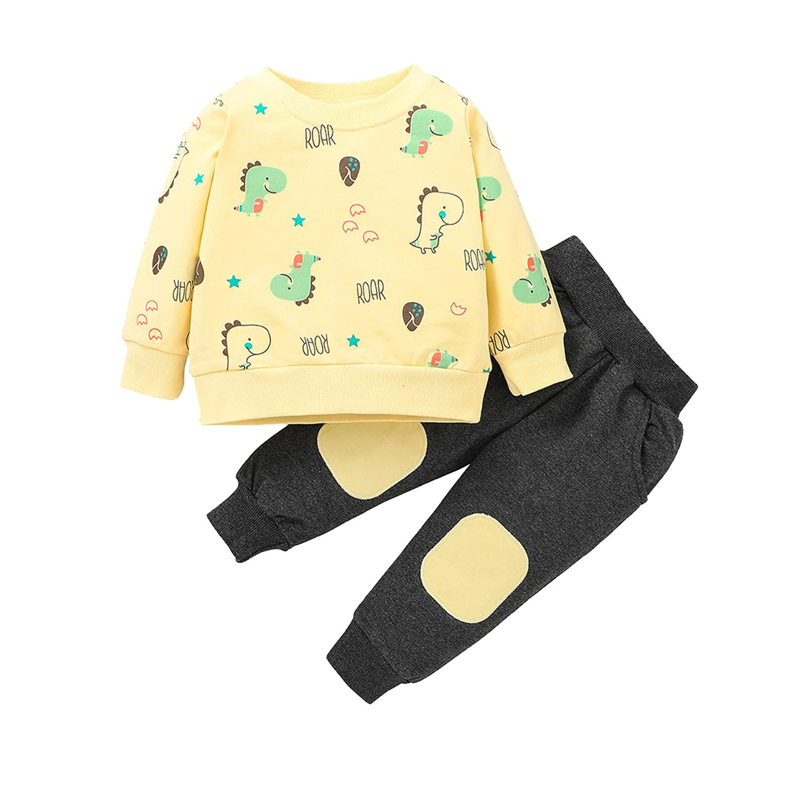 **Dinosaur Print Athletic Clothes for Toddler & Baby Girls & Boys - Long Sleeve First Birthday Outfit - Perfect for Playdates, Parties & Casual Wear**
