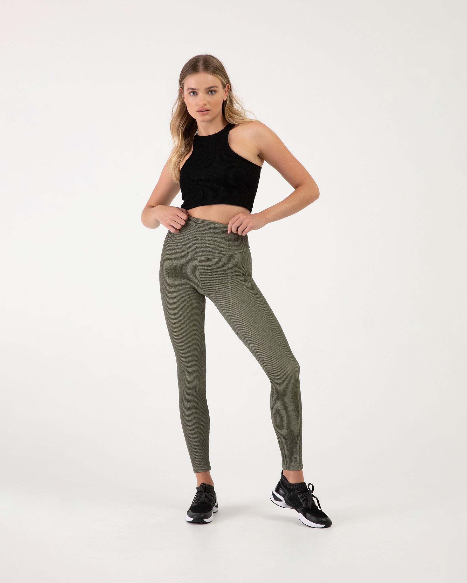 Crinkle Full Length Leggings for Women - High Waisted Yoga Pants with Comfortable Stretch - Perfect for Workouts, Running, Lounge & Everyday Wear