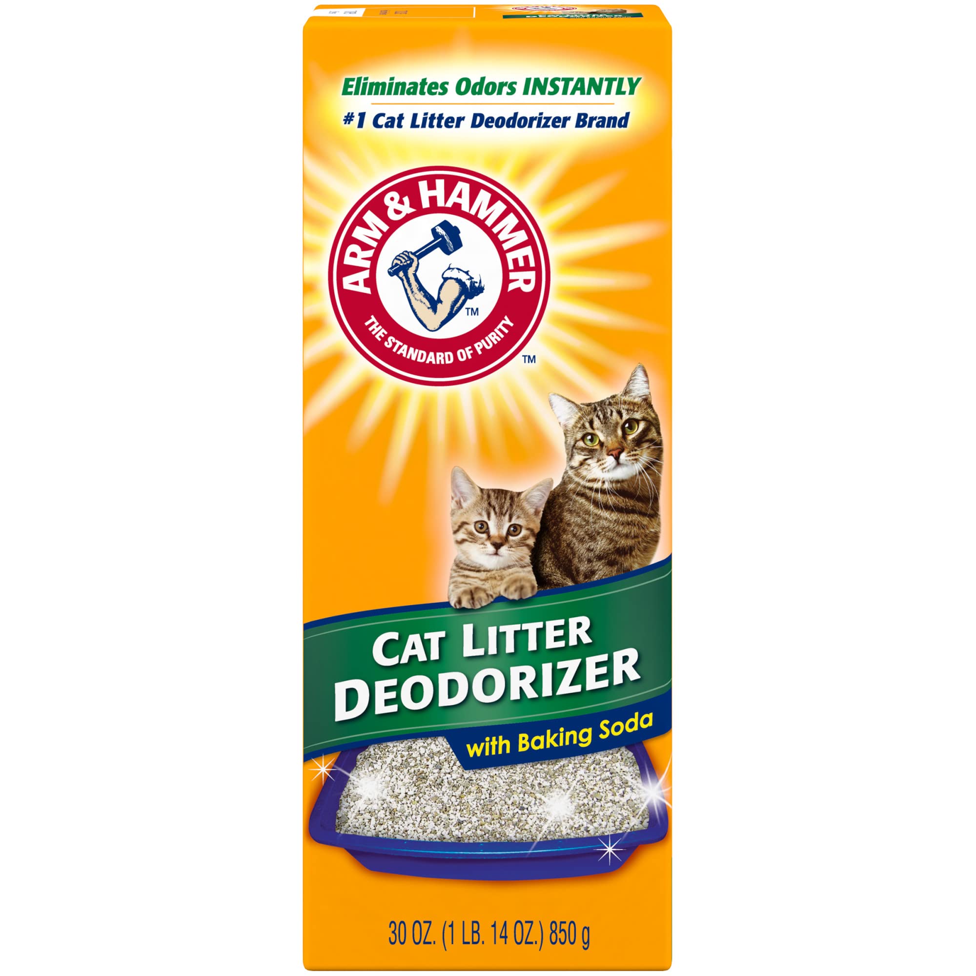 ARM & Hammer Cat Litter Deodorizer Powder, 30 oz | Eliminates Odors for 7 Days | Baking Soda Formula | Fresh Scent for Litter Boxes & Pet Areas
