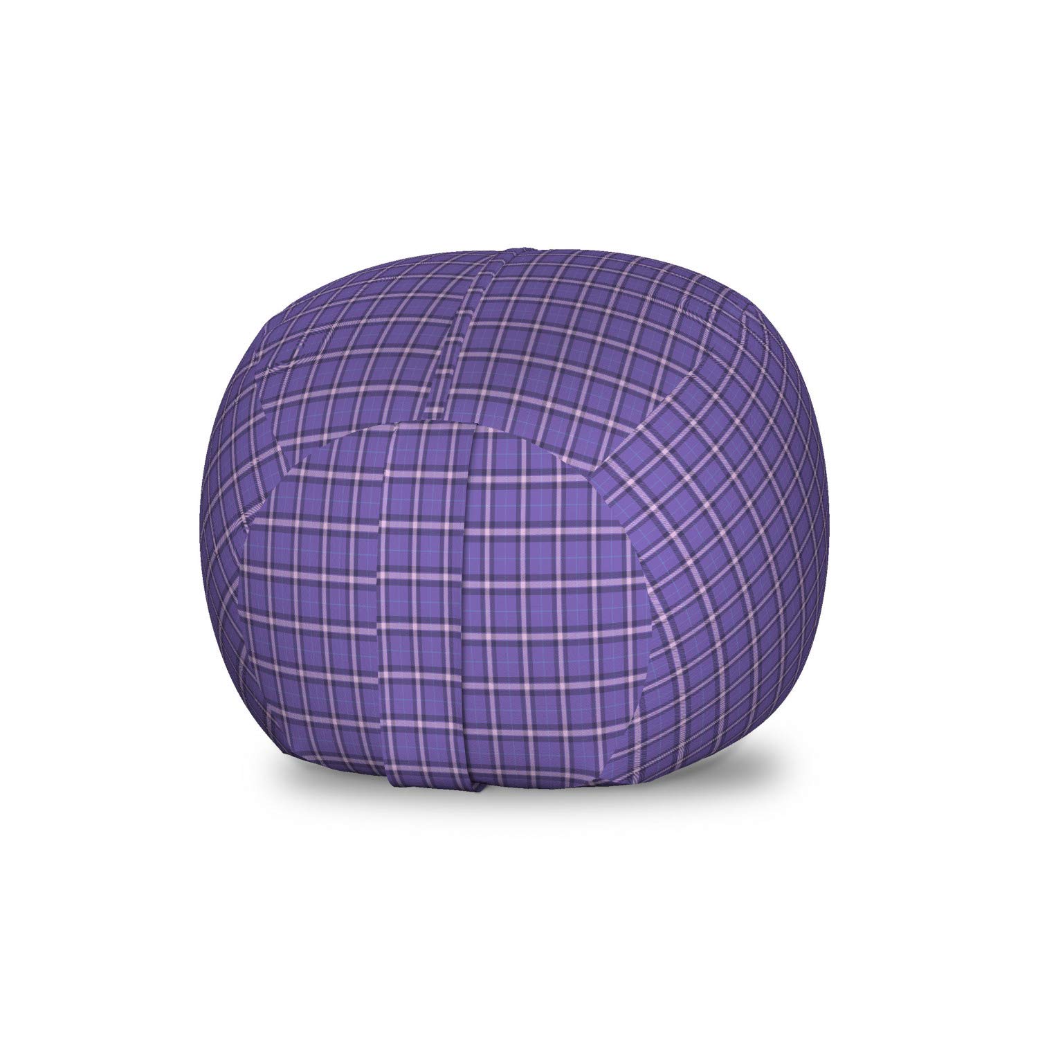 Ambesonne Violet Storage Toy Bag Chair - Scottish Tartan Pattern Stuffed Animal Organizer, Washable Small Size in Pale Purple & Lavender | Kids Room Decor, Nursery Storage, Playroom Organization