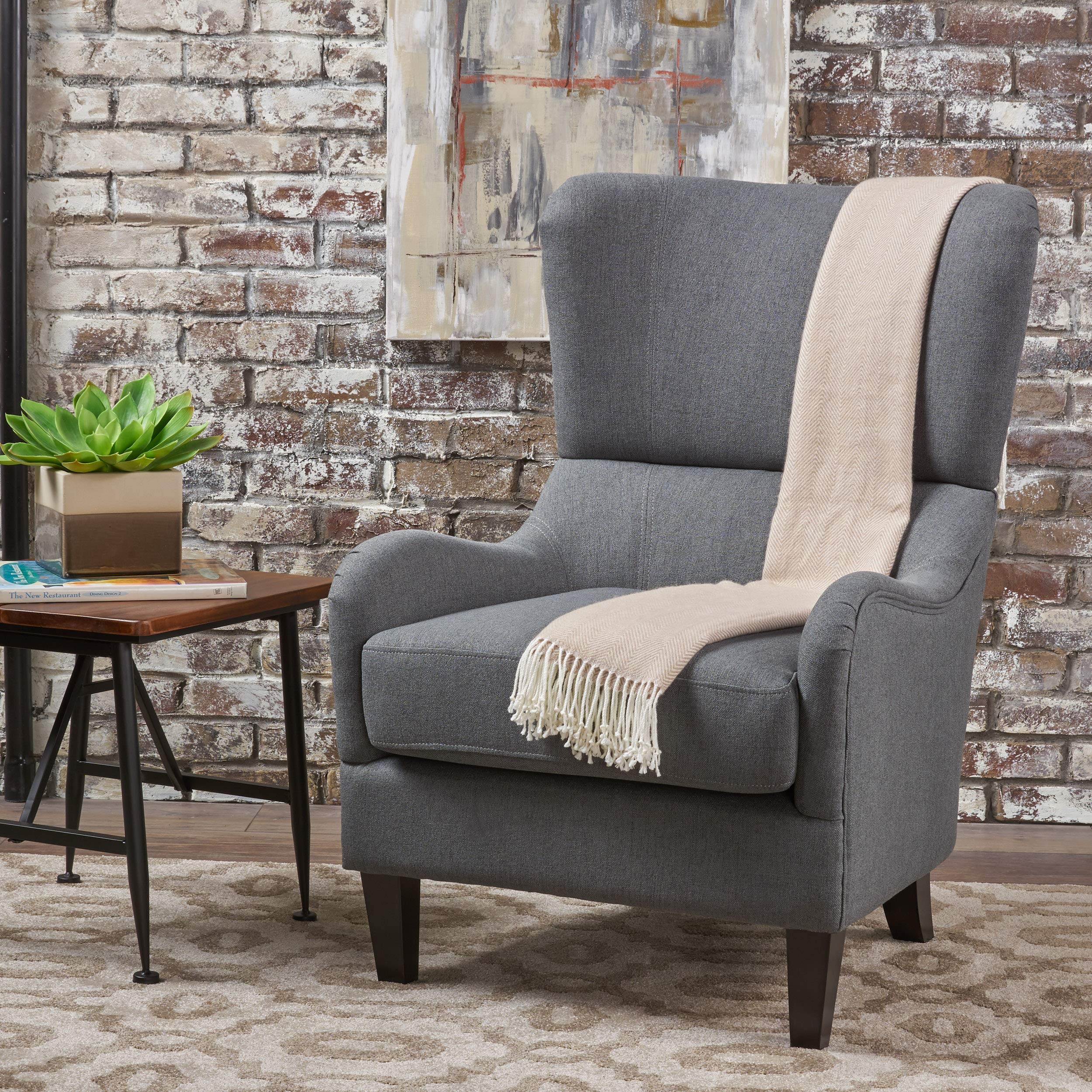 Christopher Knight Home Quentin Fabric Sofa Chair - Modern Accent Armchair with Sturdy Frame, Charcoal Gray - Perfect for Living Room, Bedroom or Office Reading Nook