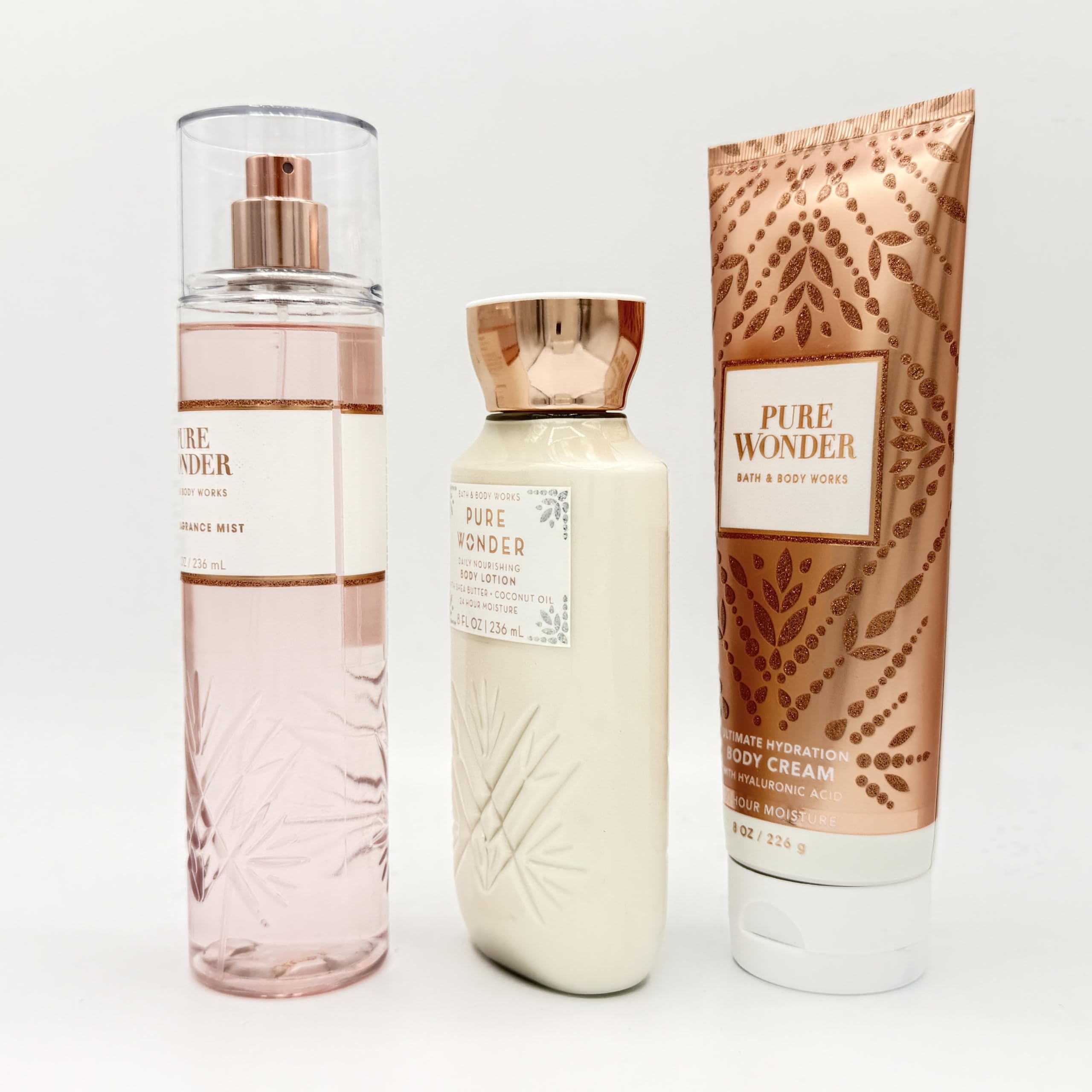 Pure Wonder 3-Piece Unisex Bath & Body Gift Set | Fine Fragrance Mist, Hydrating Body Lotion & Cream (8oz Each) - Moisturizing, Nourishing Skincare for Daily Use, Spa Day & Relaxing Self-Care Routine