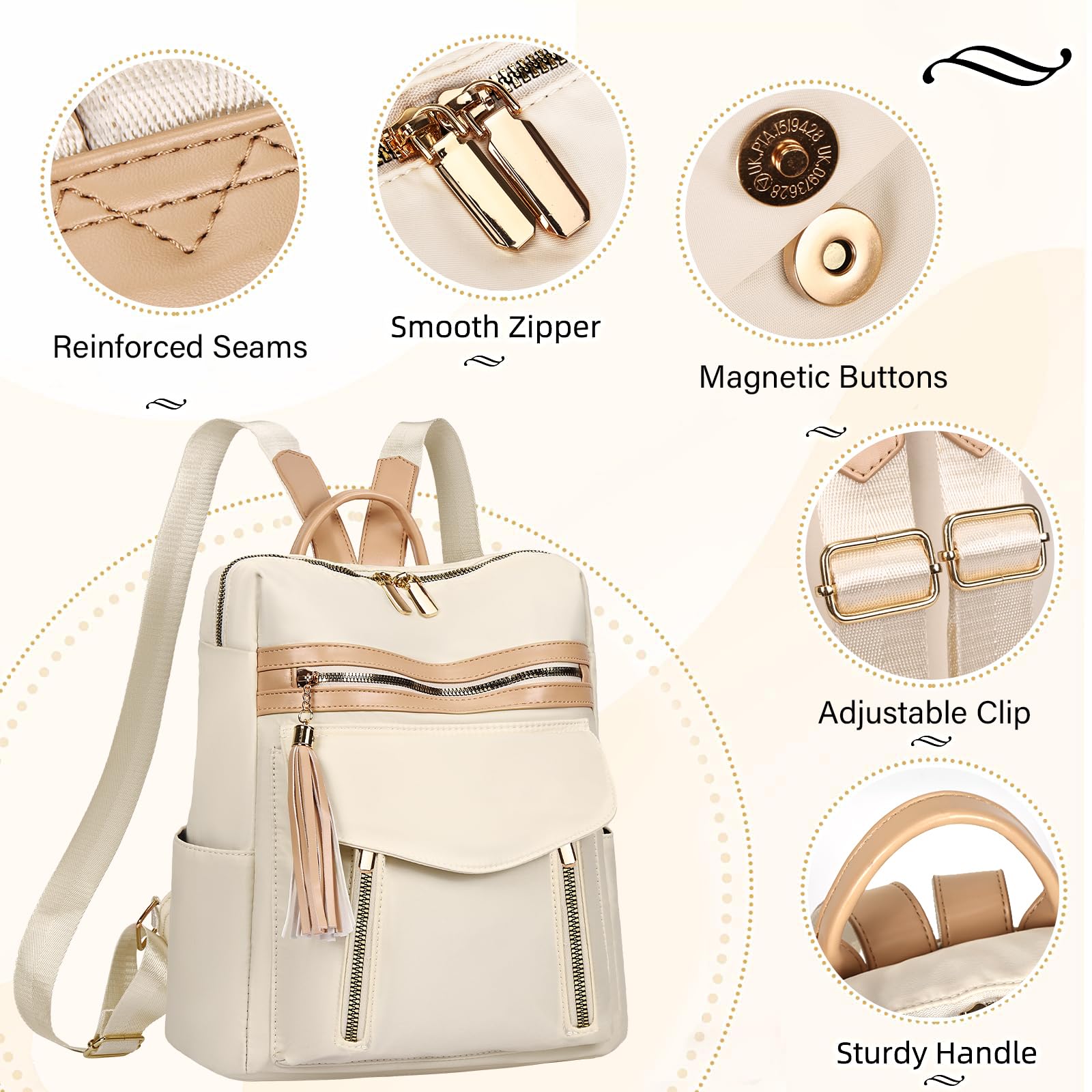 Leathario Women's Small Backpack Purse - 13 Inch Laptop Backpack for Work & Travel - Lightweight Nylon Casual Daypack for Daily Use - Perfect for Office, Commuting & Weekend Getaways