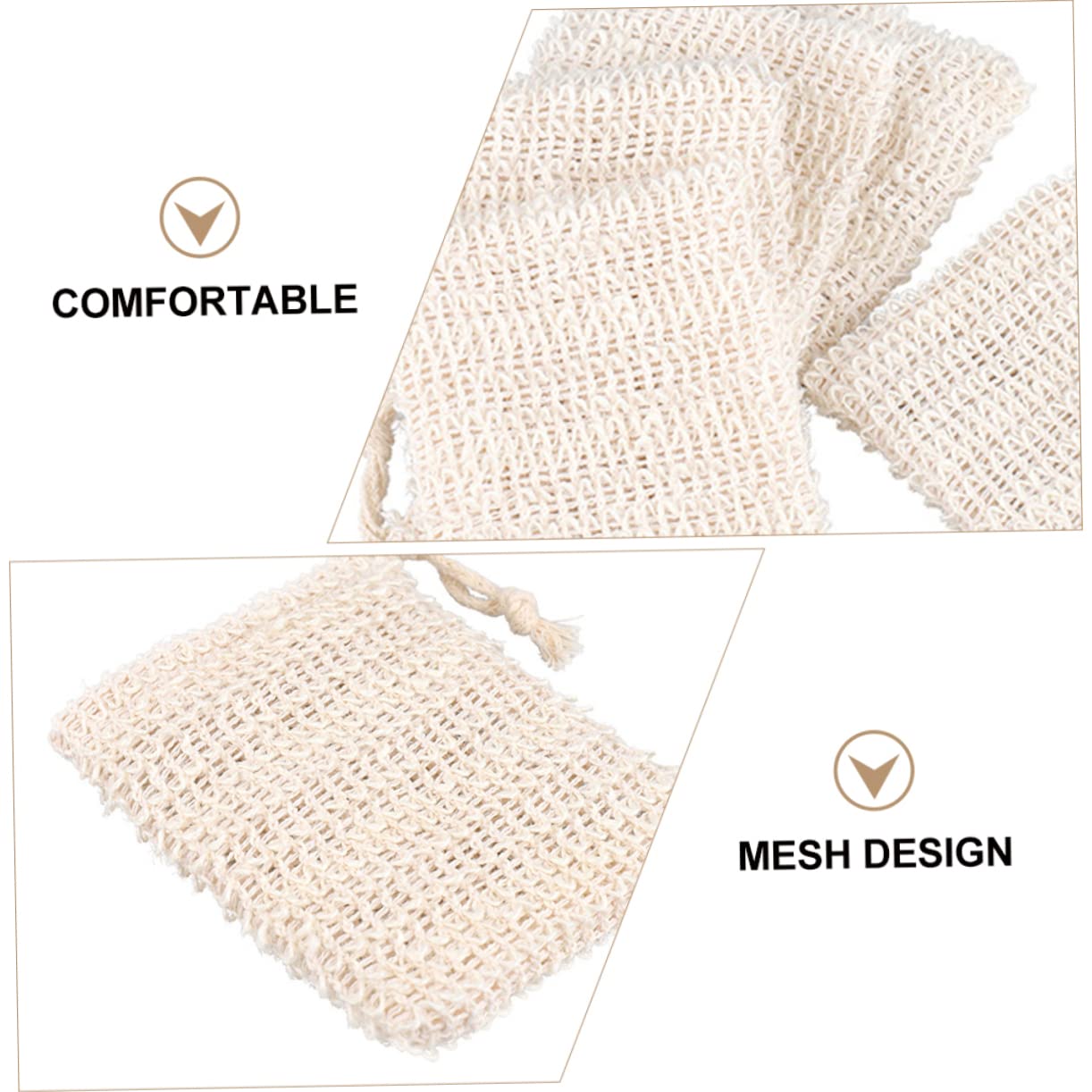 IPetBoom 3-Pack Exfoliating Soap Pouches - Mesh Soap Sponge Bags for Body Scrub & Deep Cleansing | Reusable Bathing Supply with Jute Texture (Yellow) | Perfect for Shower, Spa & Travel Essentials