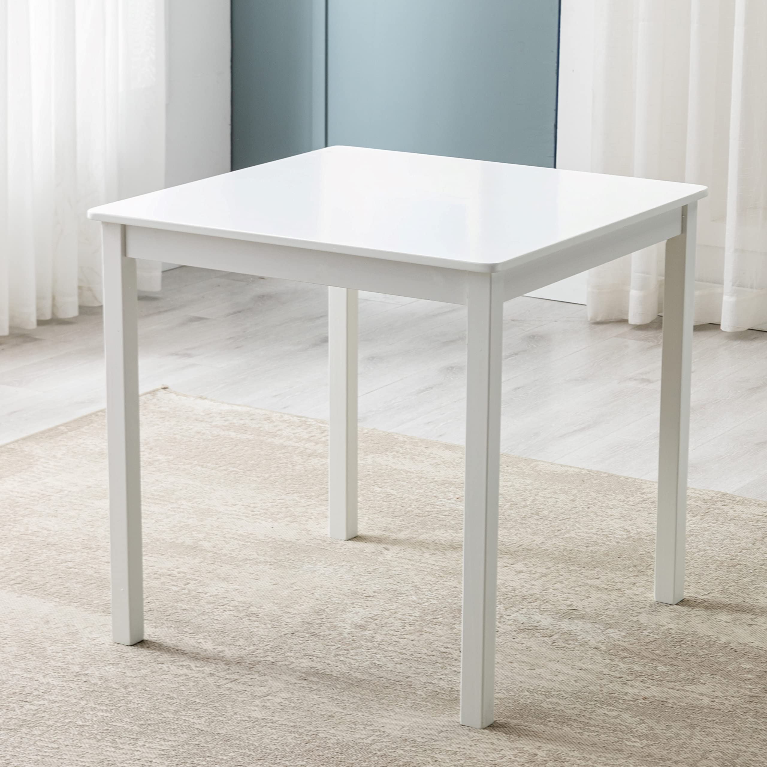 Solid Wood Dining Table Set with 2 Chairs - Classic White Kitchen Table for Home & Restaurant Use - MCC Direct 2+1 Seater for Family Meals & Entertaining