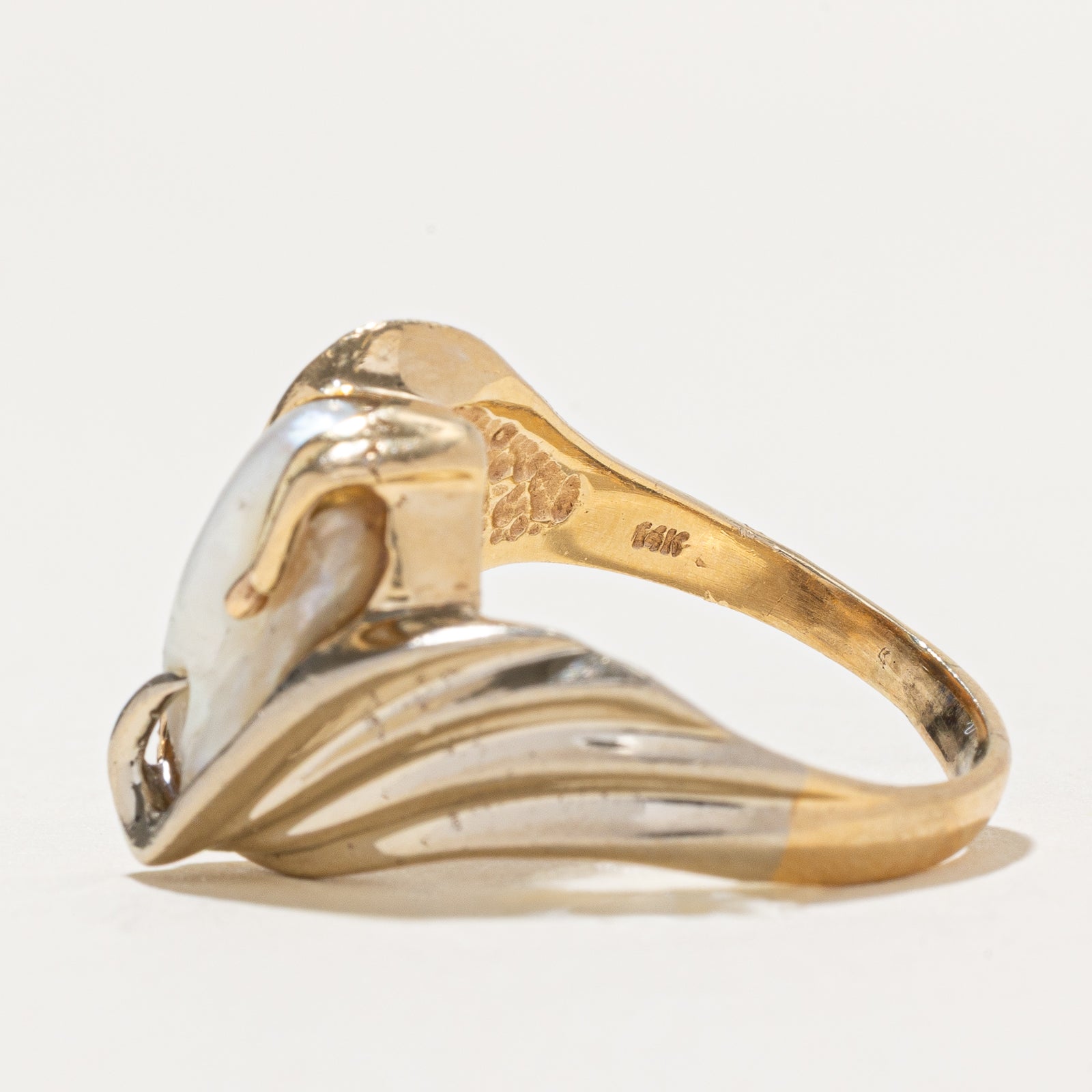 Baroque Pearl Abstract Ring - Size 7.25 | Unique Handmade Jewelry for Women, Boho Chic Fashion Statement, Perfect for Weddings & Special Occasions