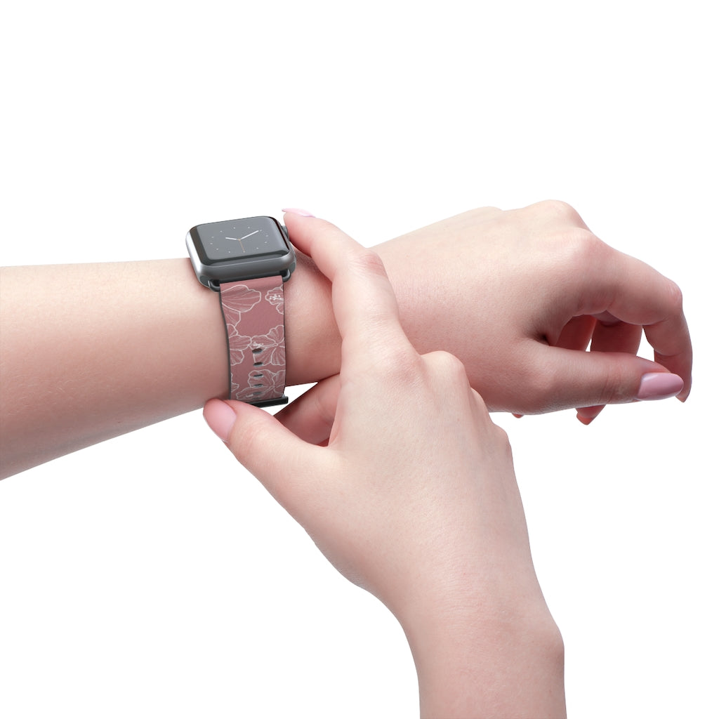 Premium Hibiscus Mauve Apple Watch Band - Soft Silicone Strap for Women & Men - Compatible with All Apple Watch Models - Perfect for Workouts, Running & Everyday Wear