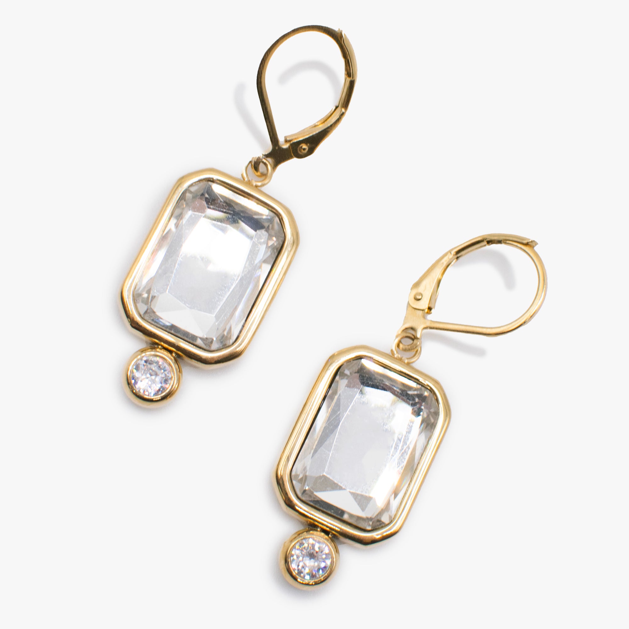 Exquisite Emerald Cut Crystal Drop Earrings for Women – Elegant Dangling Jewelry for Parties, Weddings & Special Occasions