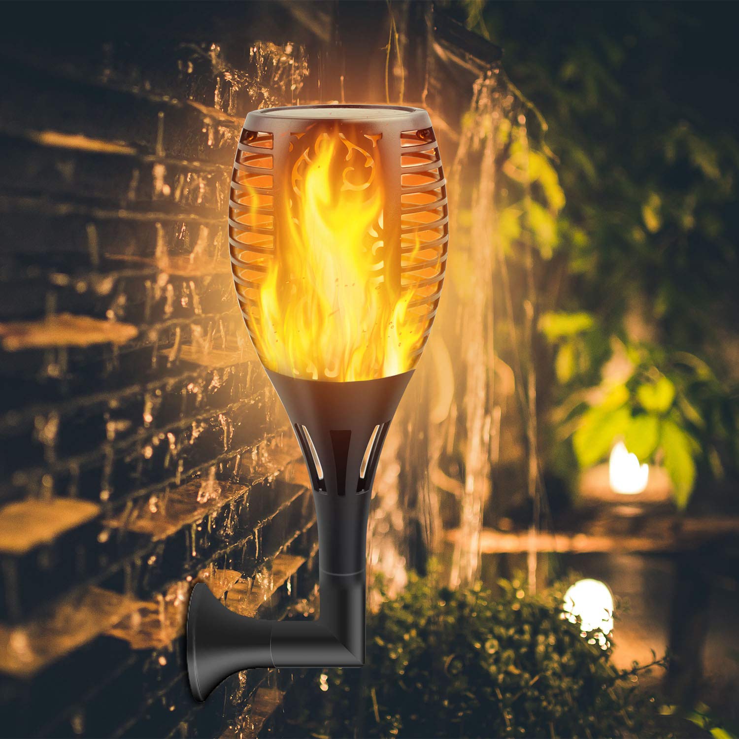 Upgraded Solar Flame Lights Outdoor - 8 Pack Waterproof Garden Torch Lights with Dancing Flame Effect, Auto On/Off Dusk to Dawn for Pathway, Yard & Landscape Decoration (3 Lighting Modes) - Perfect for Patio, Poolside & Backyard Ambiance