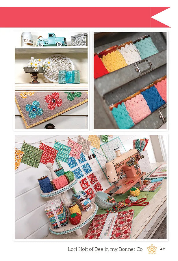 Lori Holt Flea Market Pattern Book - Quilting & Sewing Guide for DIY Home Decor & Craft Projects