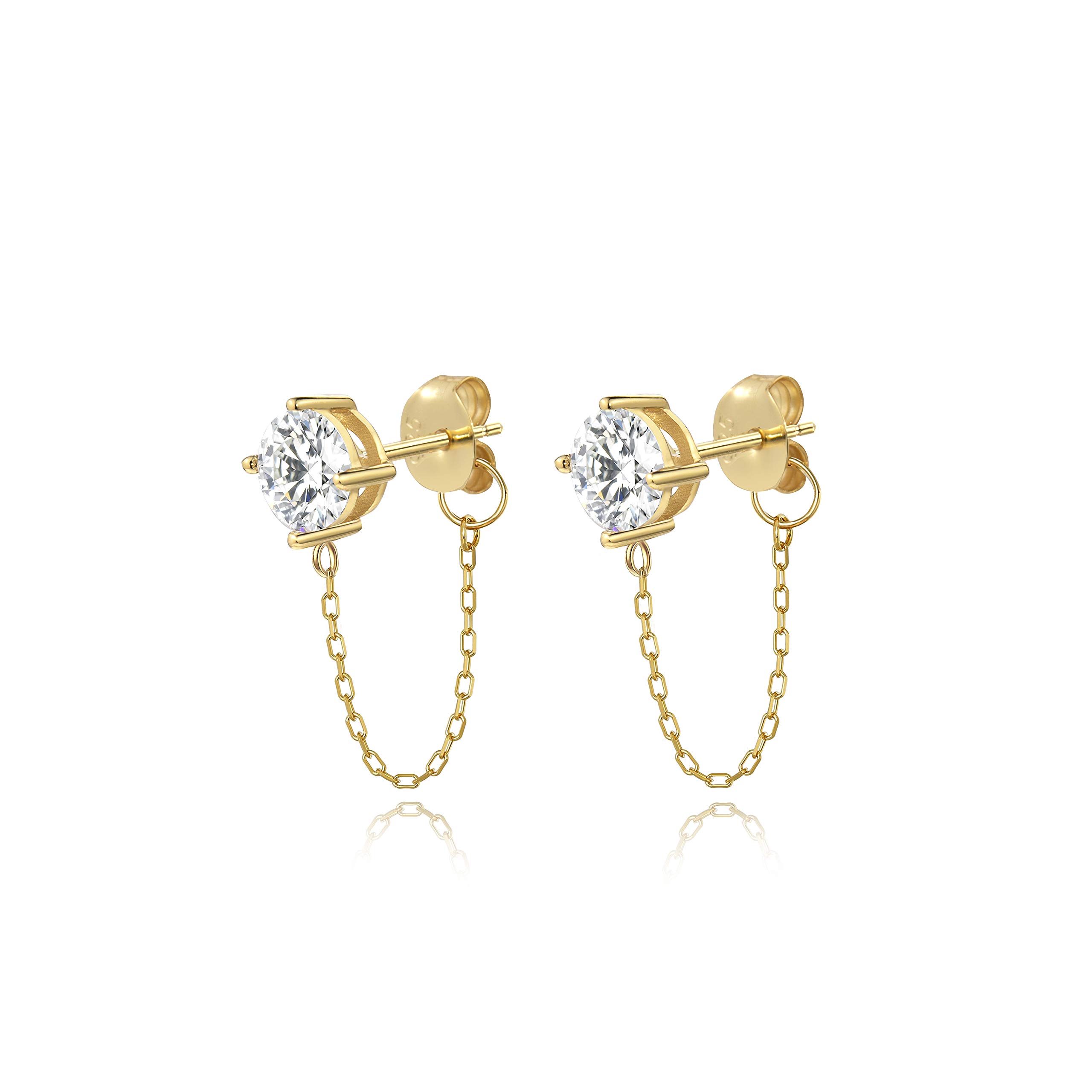Elegant Sterling Silver Cubic Zirconia Butterfly Leaf Chain Dangle Earrings for Women | Hypoallergenic Stud & Drop Earrings | Perfect for Parties, Weddings & Everyday Wear