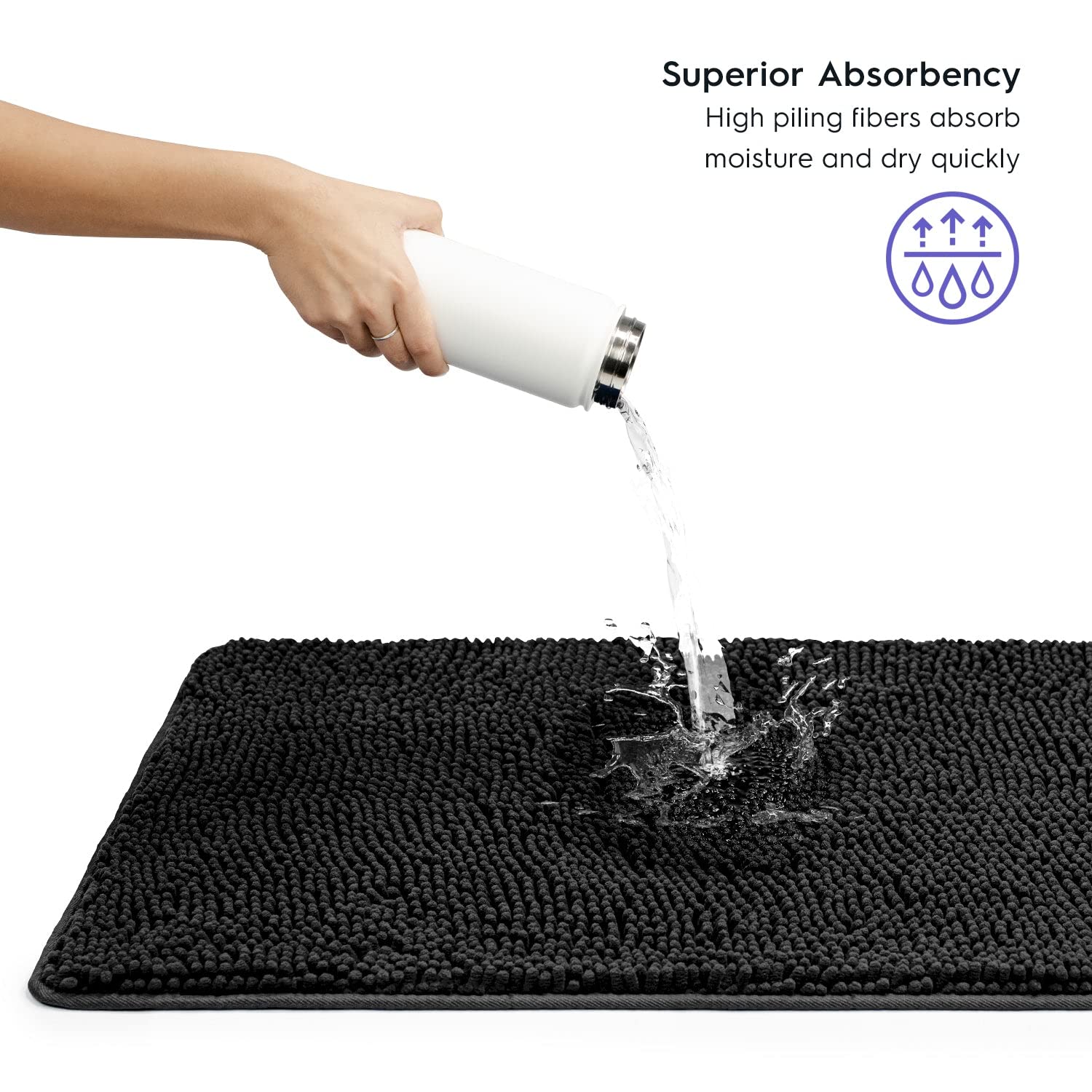 Premium Tafts Bathroom Rugs - Ultra Soft Chenille Microfiber Bath Mat with Memory Foam, Super Absorbent & Machine Washable, Non-Slip Shaggy Floor Mat for Bathroom (21